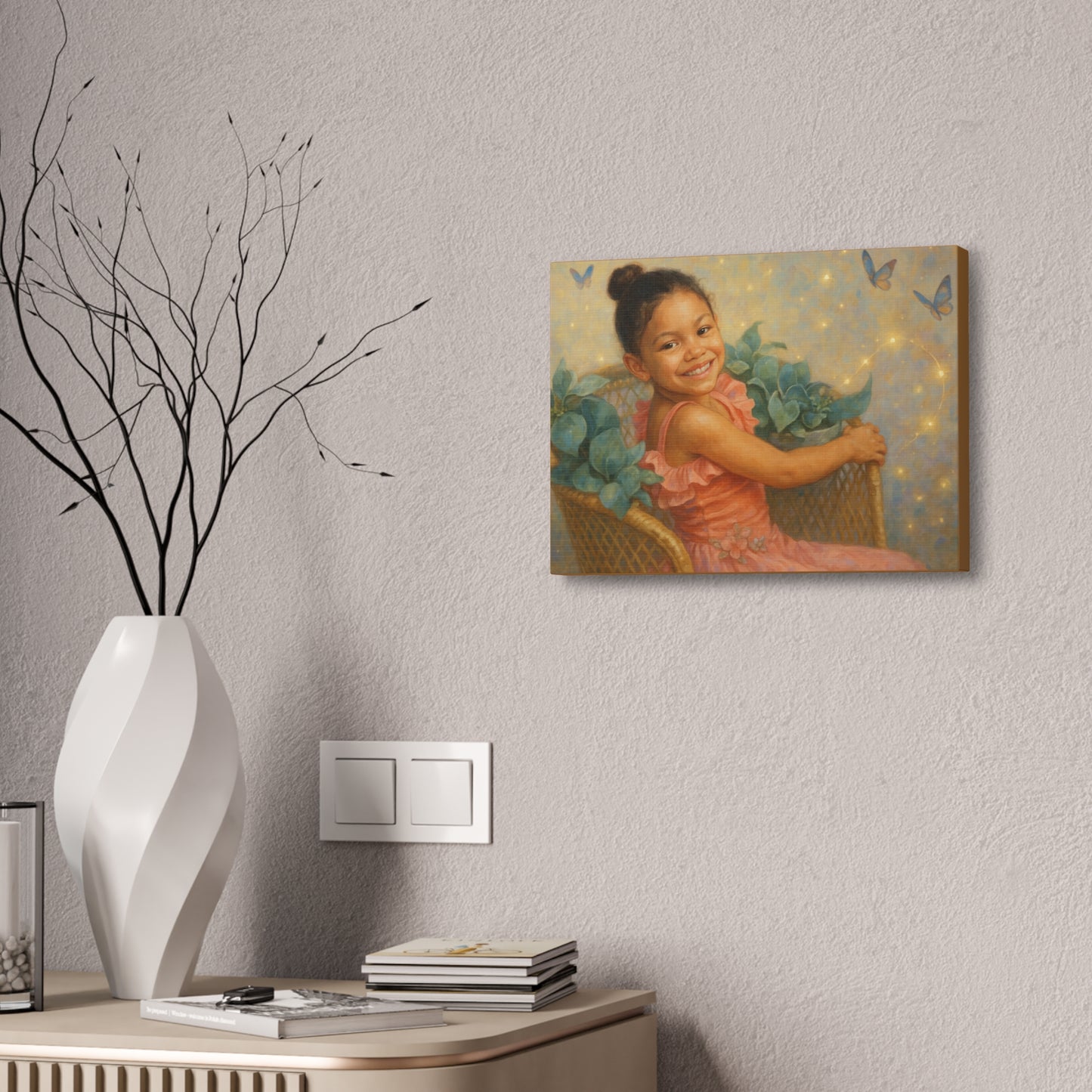 16x12 Custom wal art Whimsical Butterfly Canvas Art - 1.5' Stretched Wall Decor