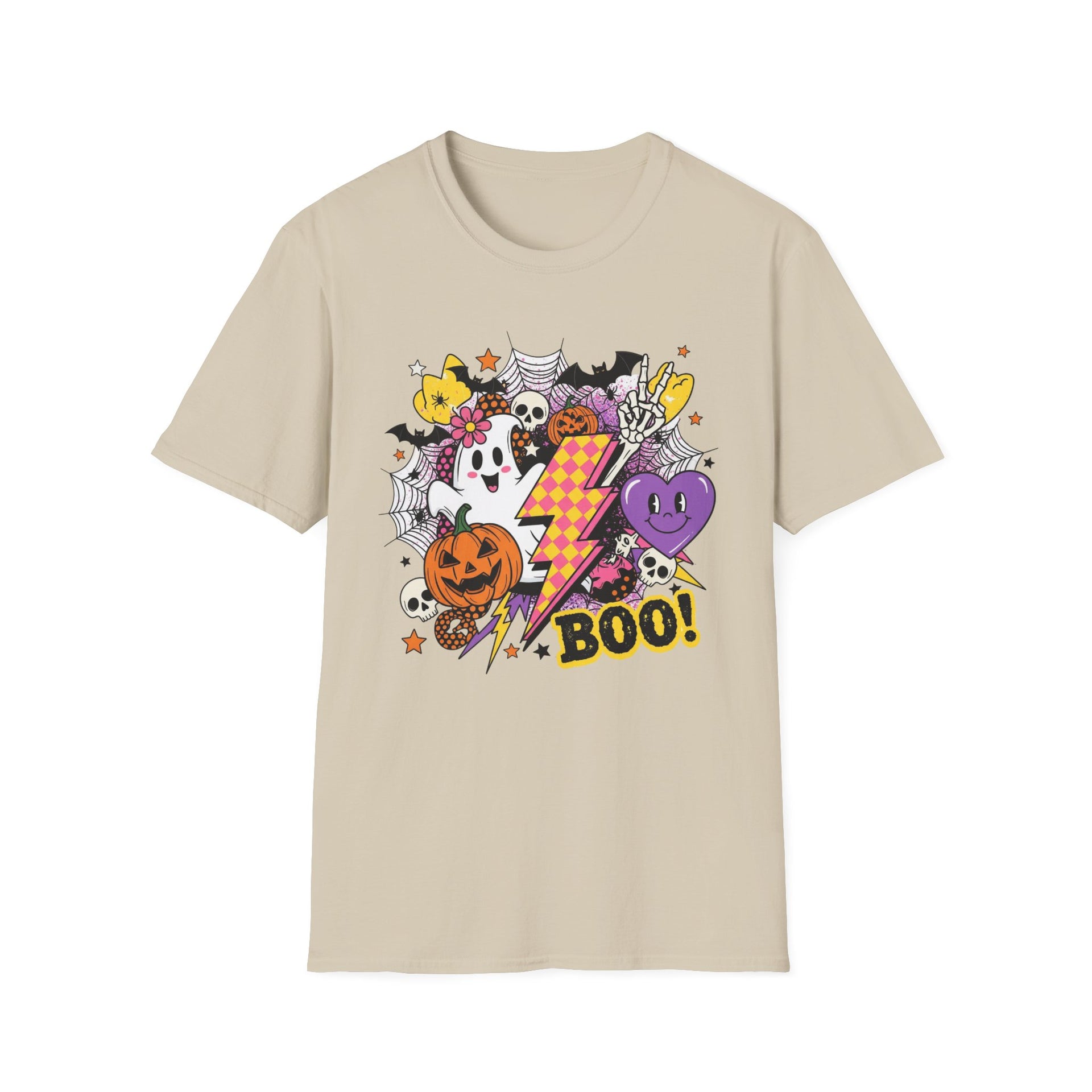 Halloween Boo Unisex Softstyle T-Shirt, Cute Ghost Tee, Spooky Vibes, Perfect for Halloween Parties, Casual Wear, Trick or Treat
