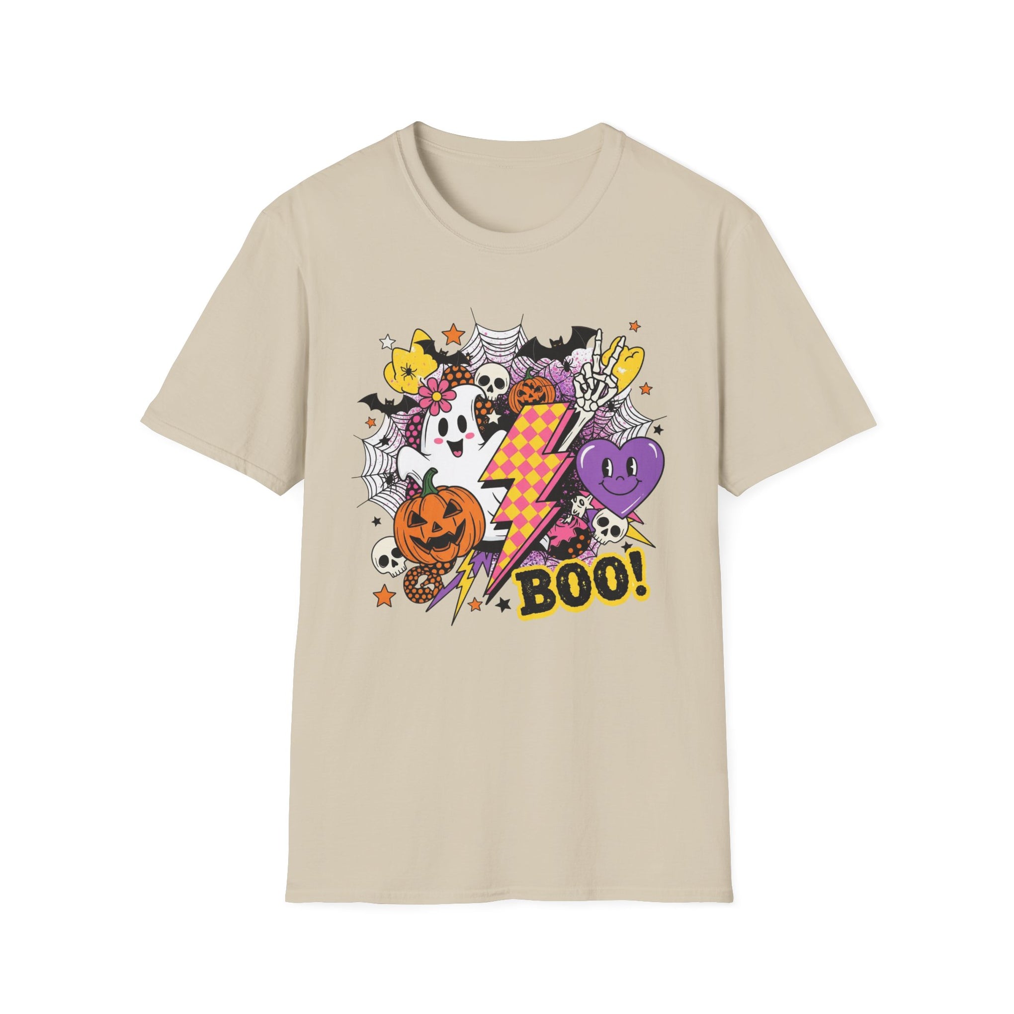 Halloween Boo Unisex Softstyle T-Shirt, Cute Ghost Tee, Spooky Vibes, Perfect for Halloween Parties, Casual Wear, Trick or Treat