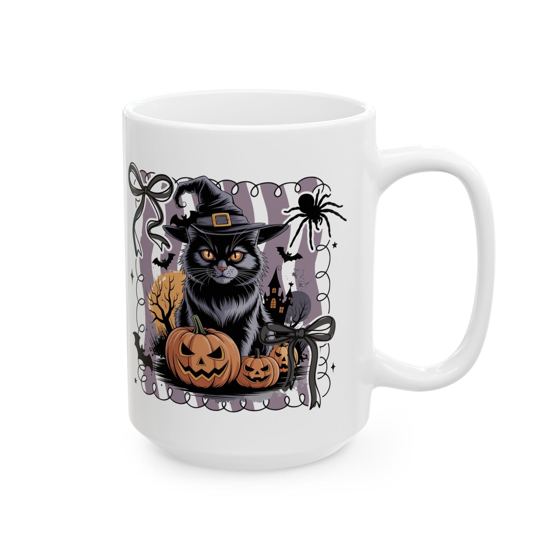 Preppy Black Cat, Retro Halloween Cup