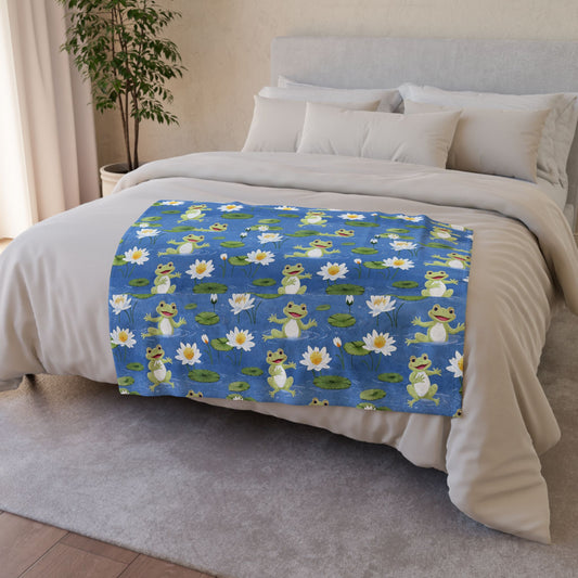 Whimsical Frog Polyester Blanket - Cozy Nature-Inspired Throw for Kids & Family