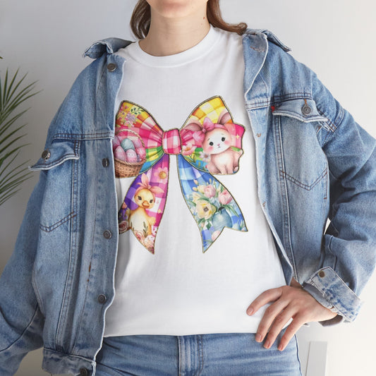 Beautiful Easter Bow Tee Shirt, Unisex Cotton Shirt, Movie Lovers Apparel, Cozy Family Tee