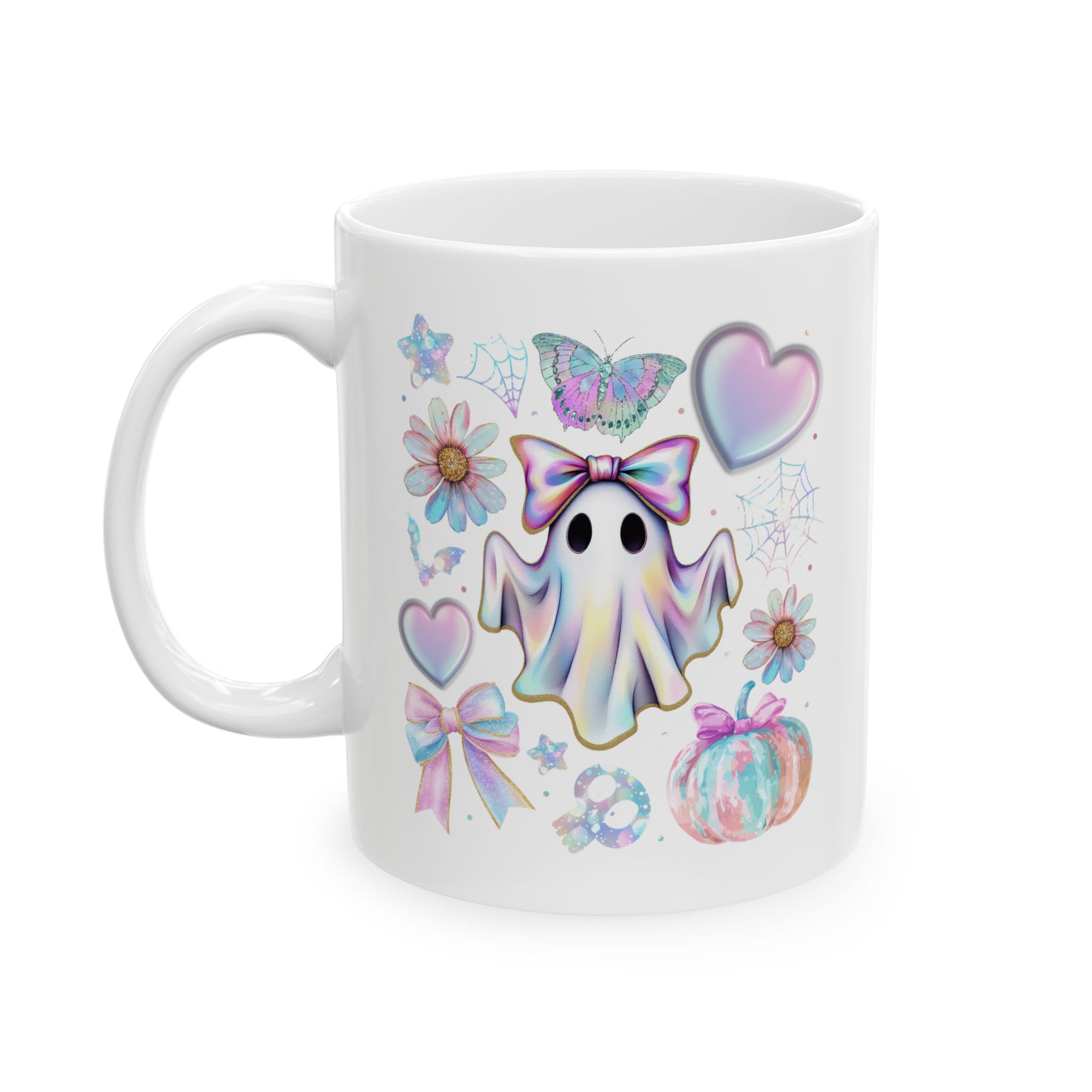 Girly Halloween Ghost, Floral Ghost Cup