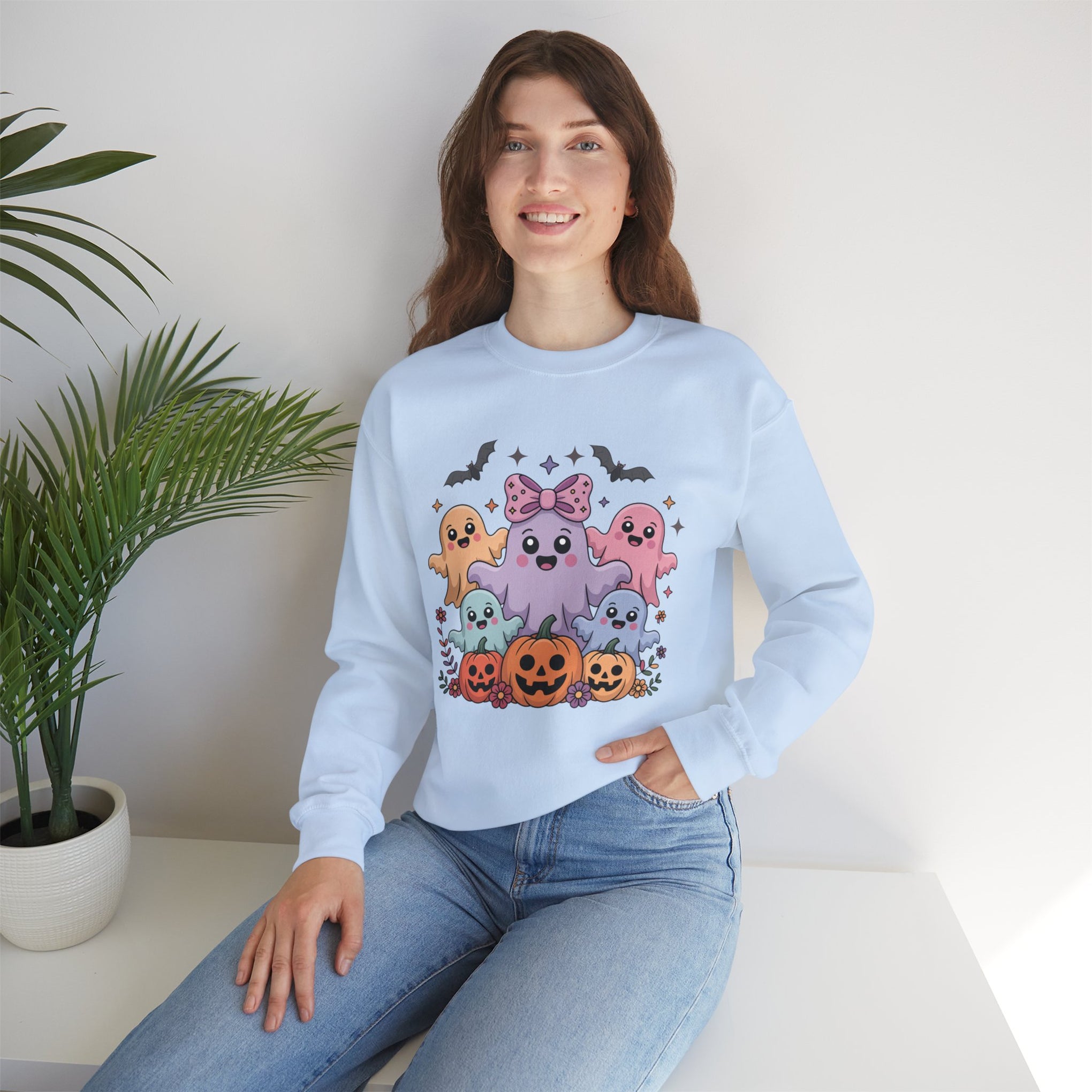 Iridescent Coquette Ghost Halloween Sweatshirt