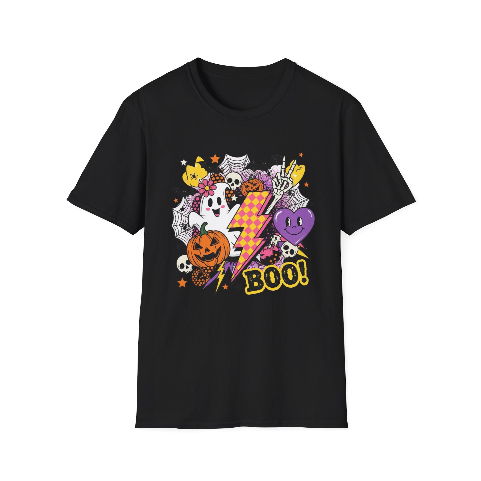 Halloween Boo Unisex Softstyle T-Shirt, Cute Ghost Tee, Spooky Vibes, Perfect for Halloween Parties, Casual Wear, Trick or Treat