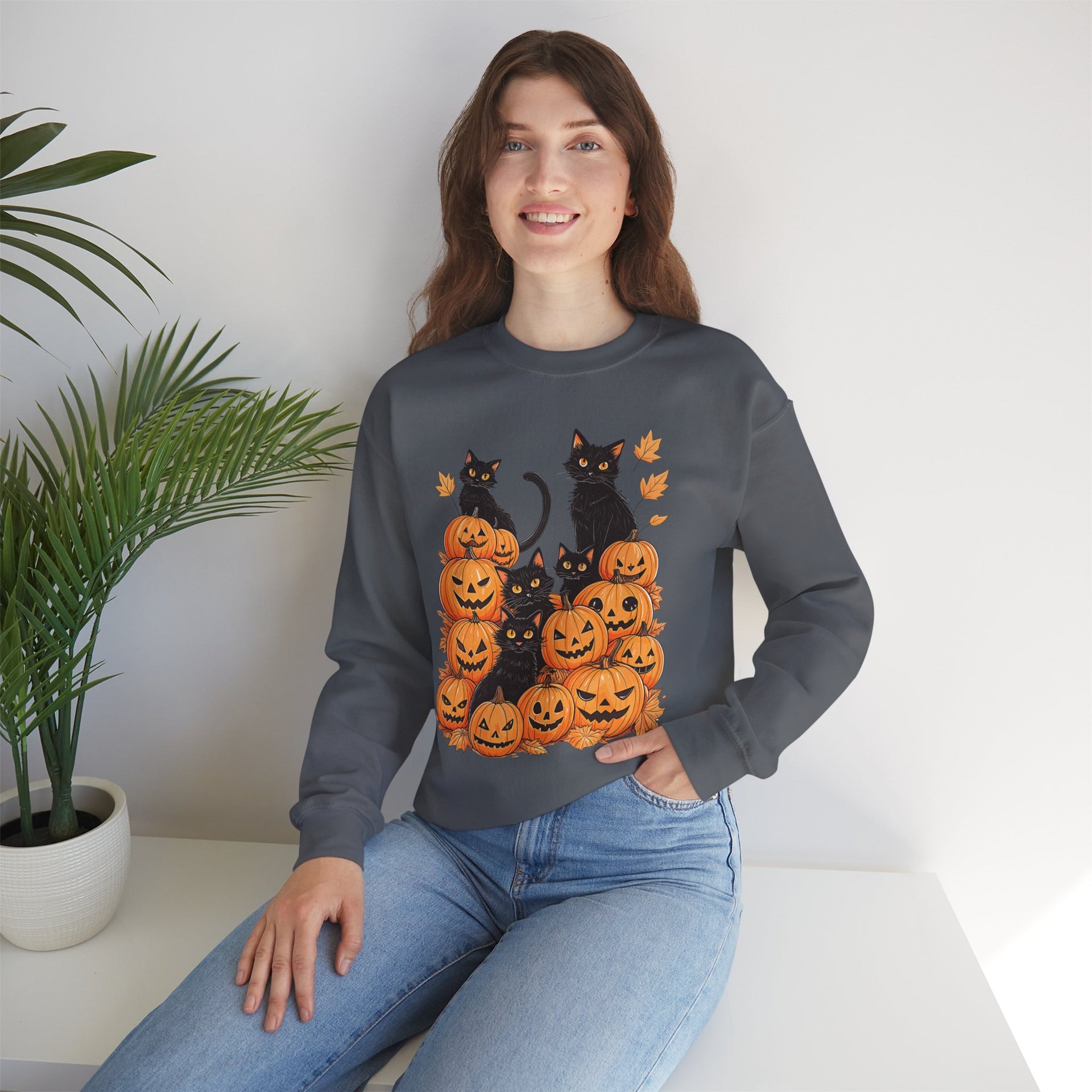Halloween Black Cat Pumpkin Sweatshirt