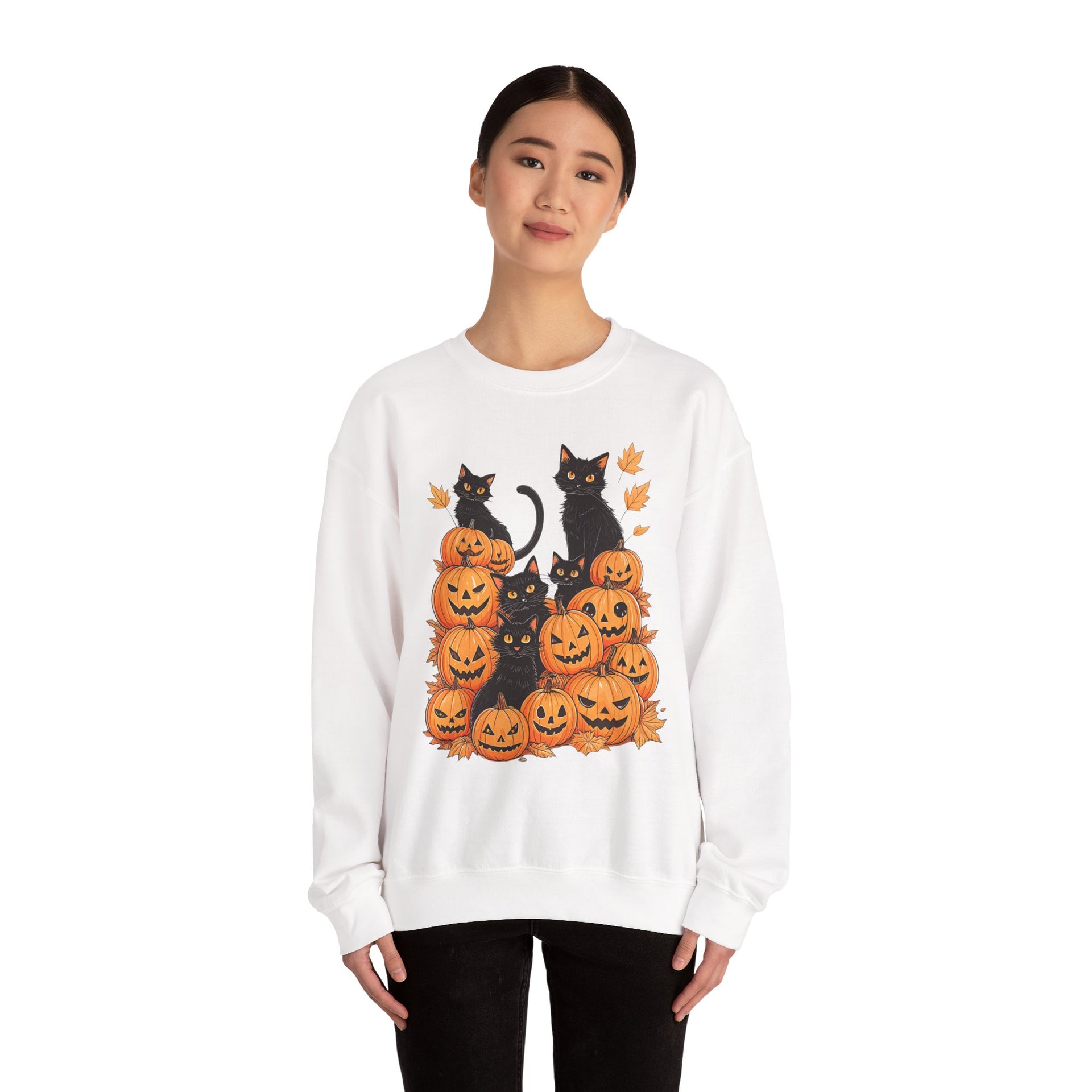 Halloween Black Cat Pumpkin Sweatshirt