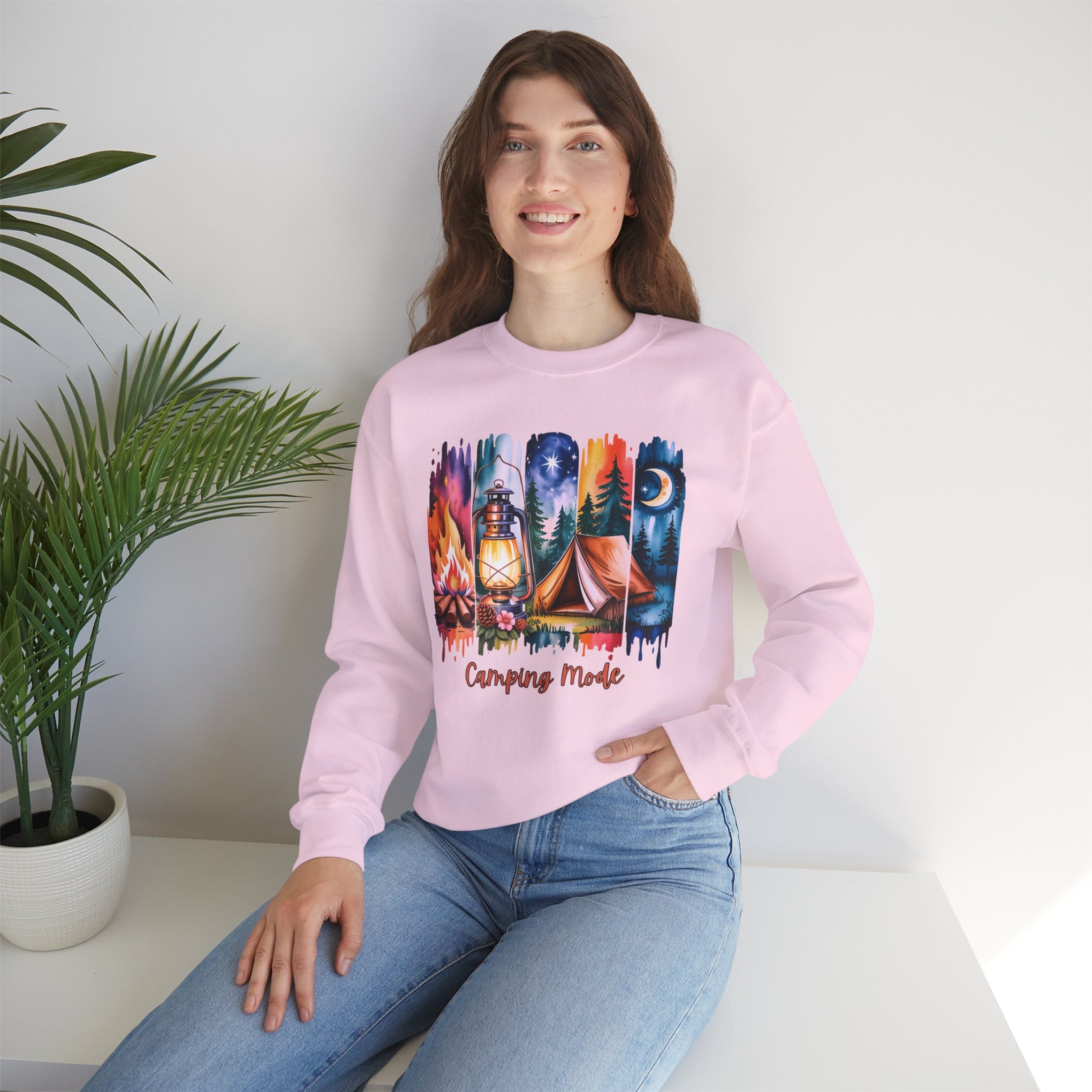 Camping Mode brush stroke Sweatshirt - Vintage Style Fall Season Sweatshirt