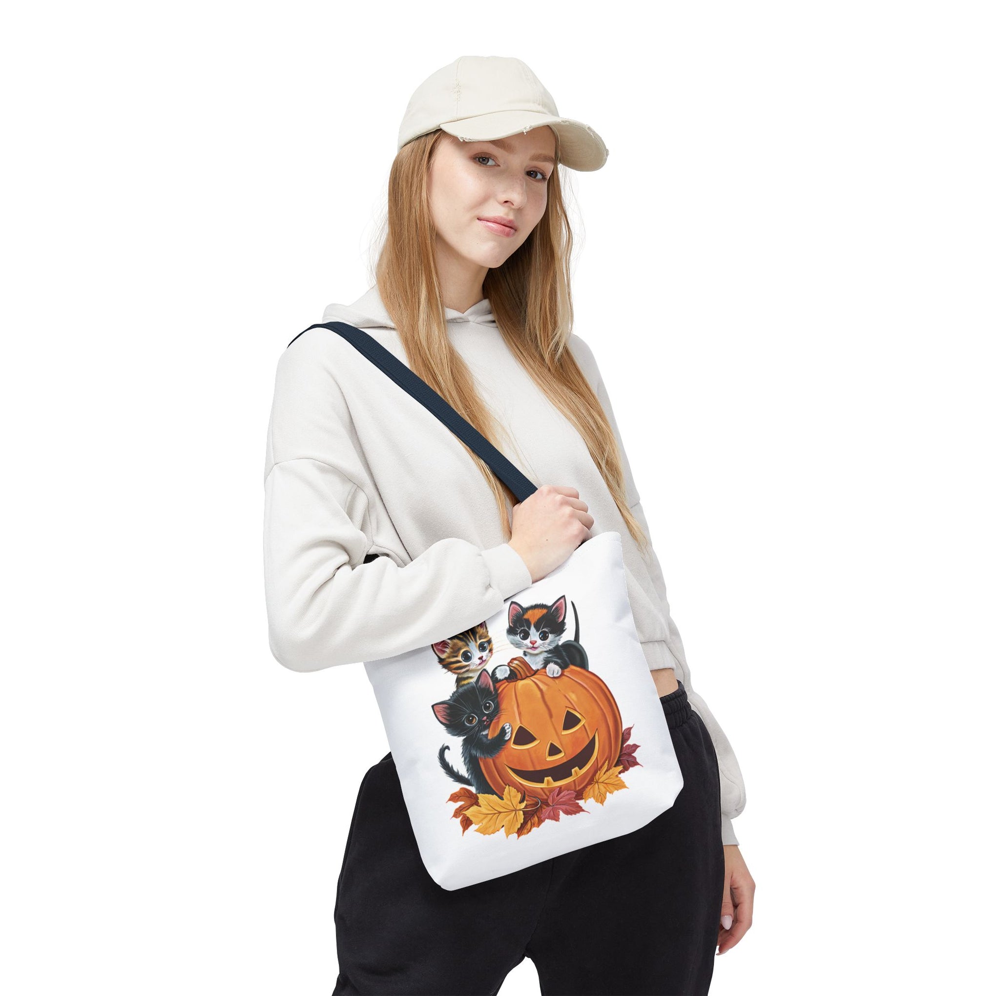Cute Kittens Halloween Pumpkin Bag, Cute Halloween, Retro Halloween Bag