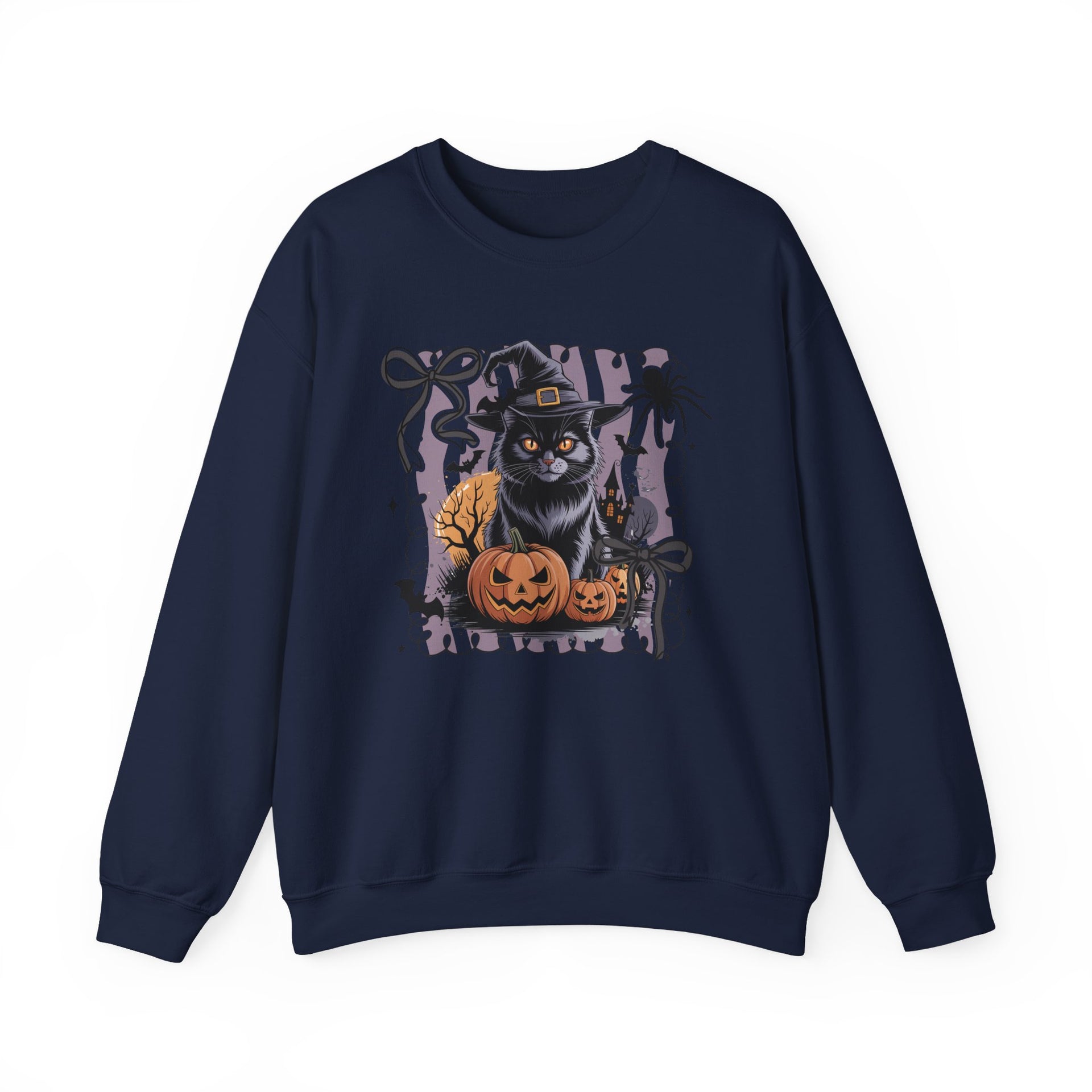 Preppy Black Cat, Retro Halloween Sweatshirt, Halloween Sweatshirt