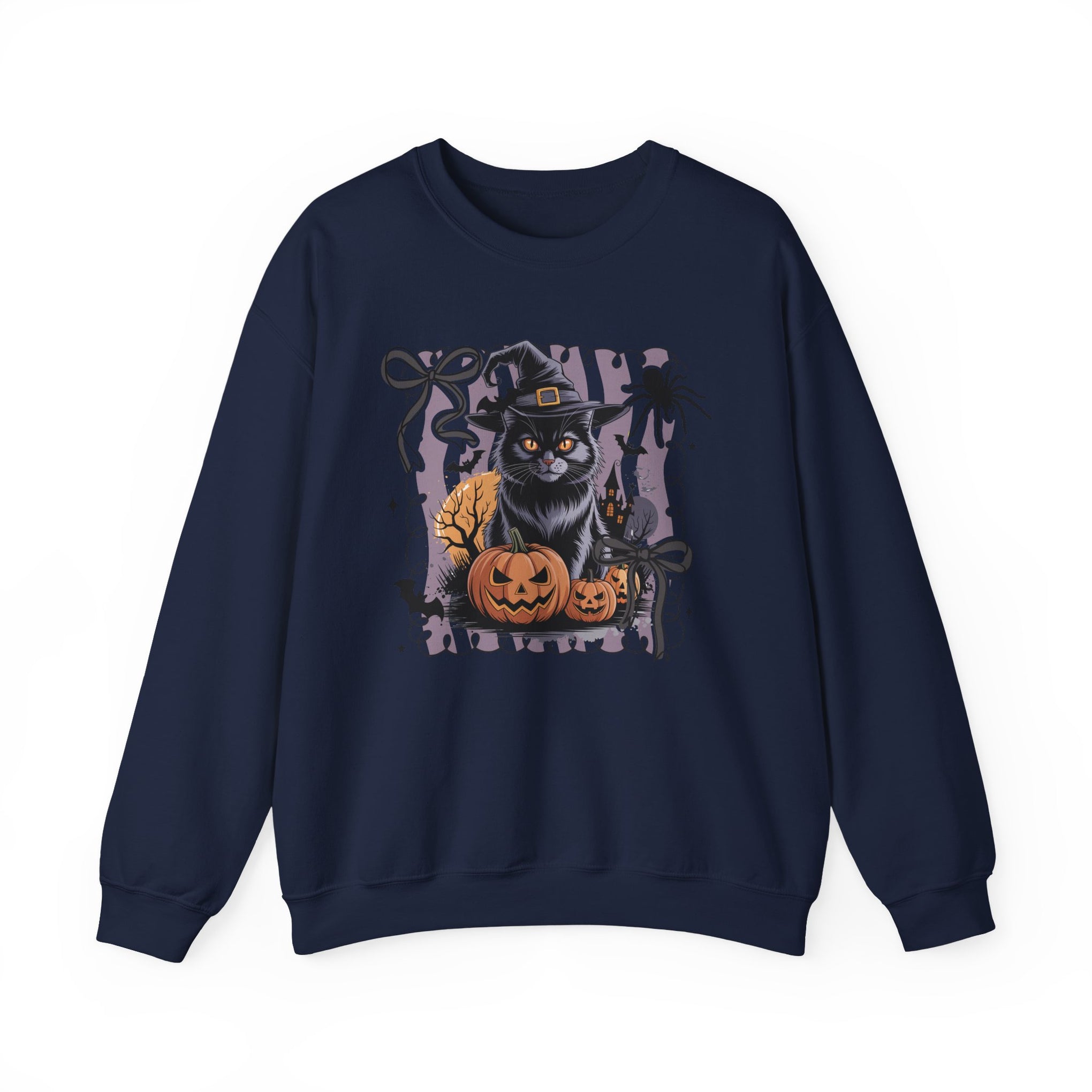 Preppy Black Cat, Retro Halloween Sweatshirt, Halloween Sweatshirt