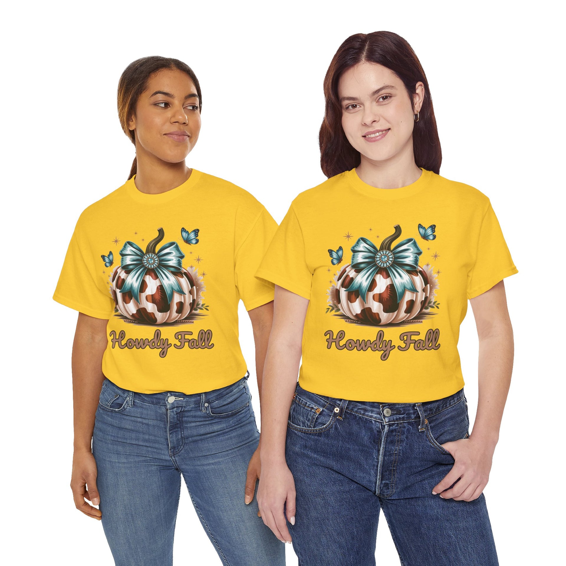 Howdy Fall Western Pumpkin Cowhide shirt