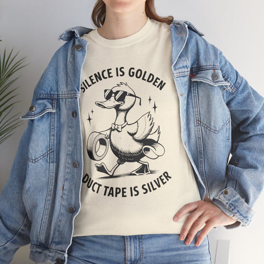 Silence is golden duct tape is silver, funny shirt, Tee Shirt, Unisex Gildan Cotton Shirt, Cozy Family Tee