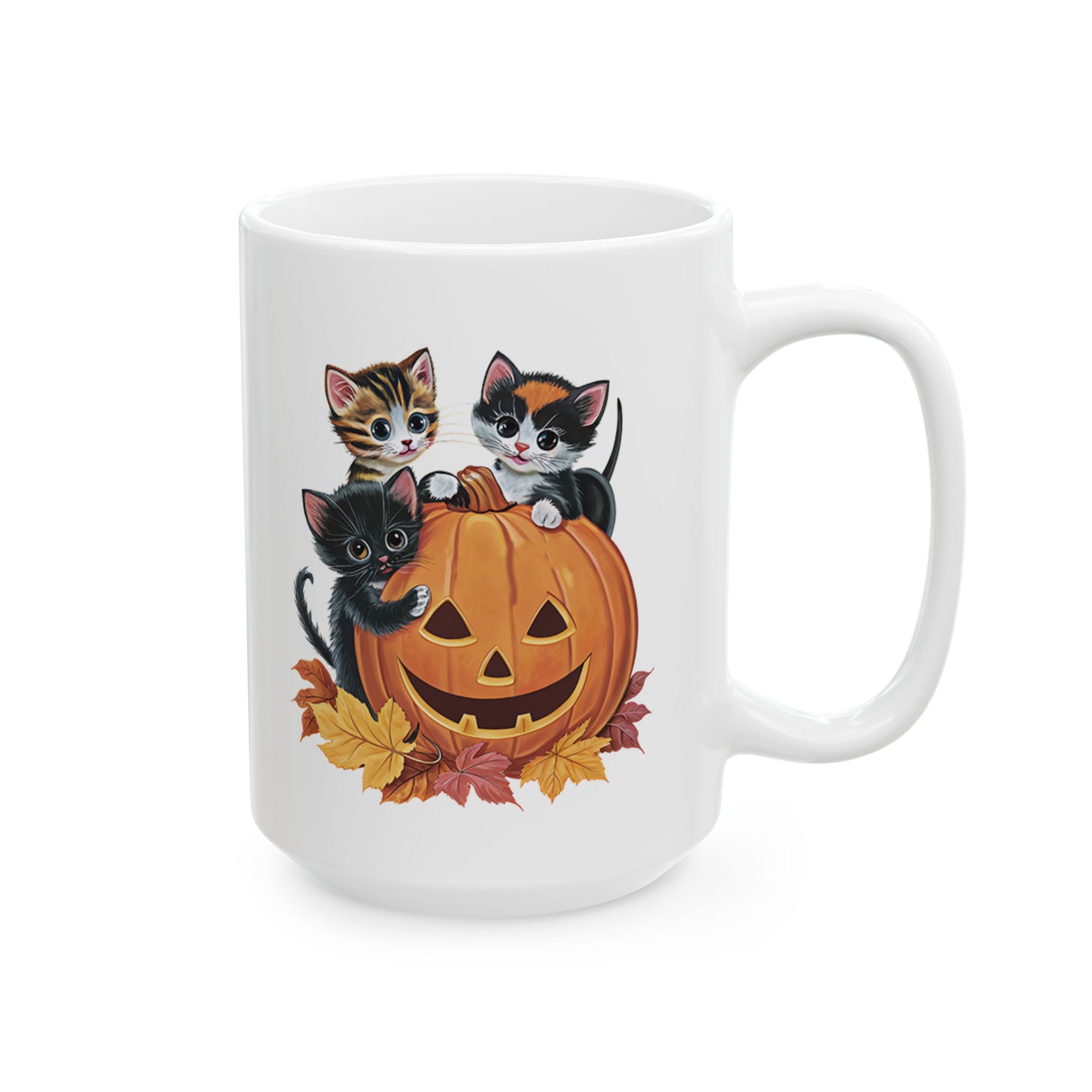 Cute Kittens Halloween Pumpkin Cup, Halloween cup 11oz and 15oz cup