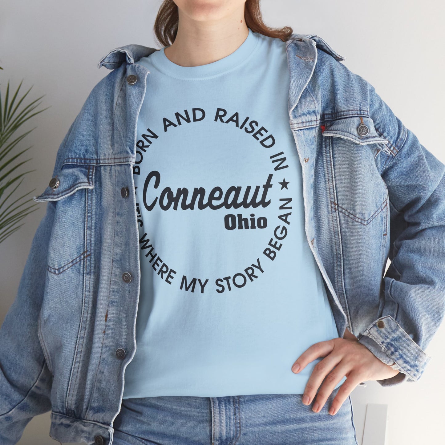 Born And Raised Where My Story Began Conneaut Ohio Tee Shirt, Home Town Gift, Unisex Cotton Shirt,Home Town Love, Comfy Apparel, Cozy Family Tee