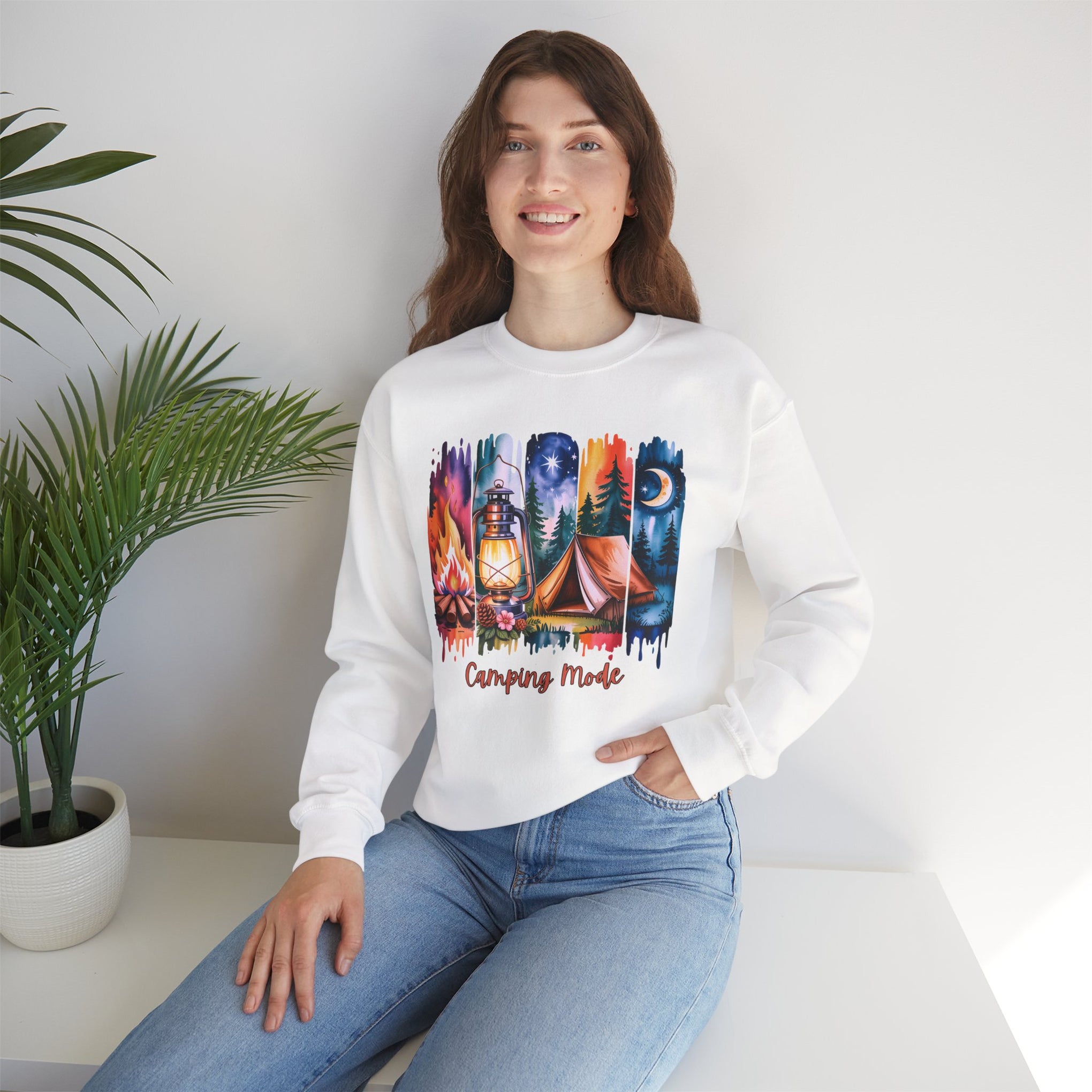 Camping Mode brush stroke Sweatshirt - Vintage Style Fall Season Sweatshirt