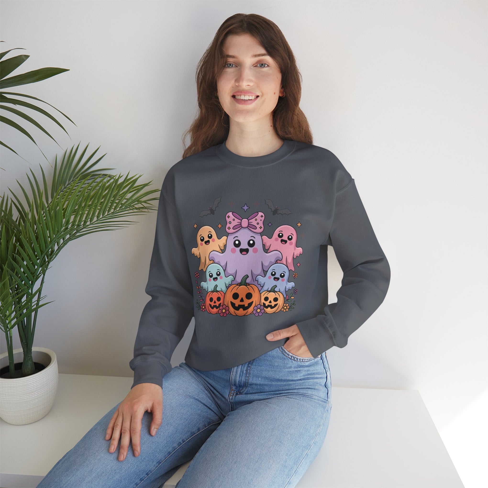 Iridescent Coquette Ghost Halloween Sweatshirt