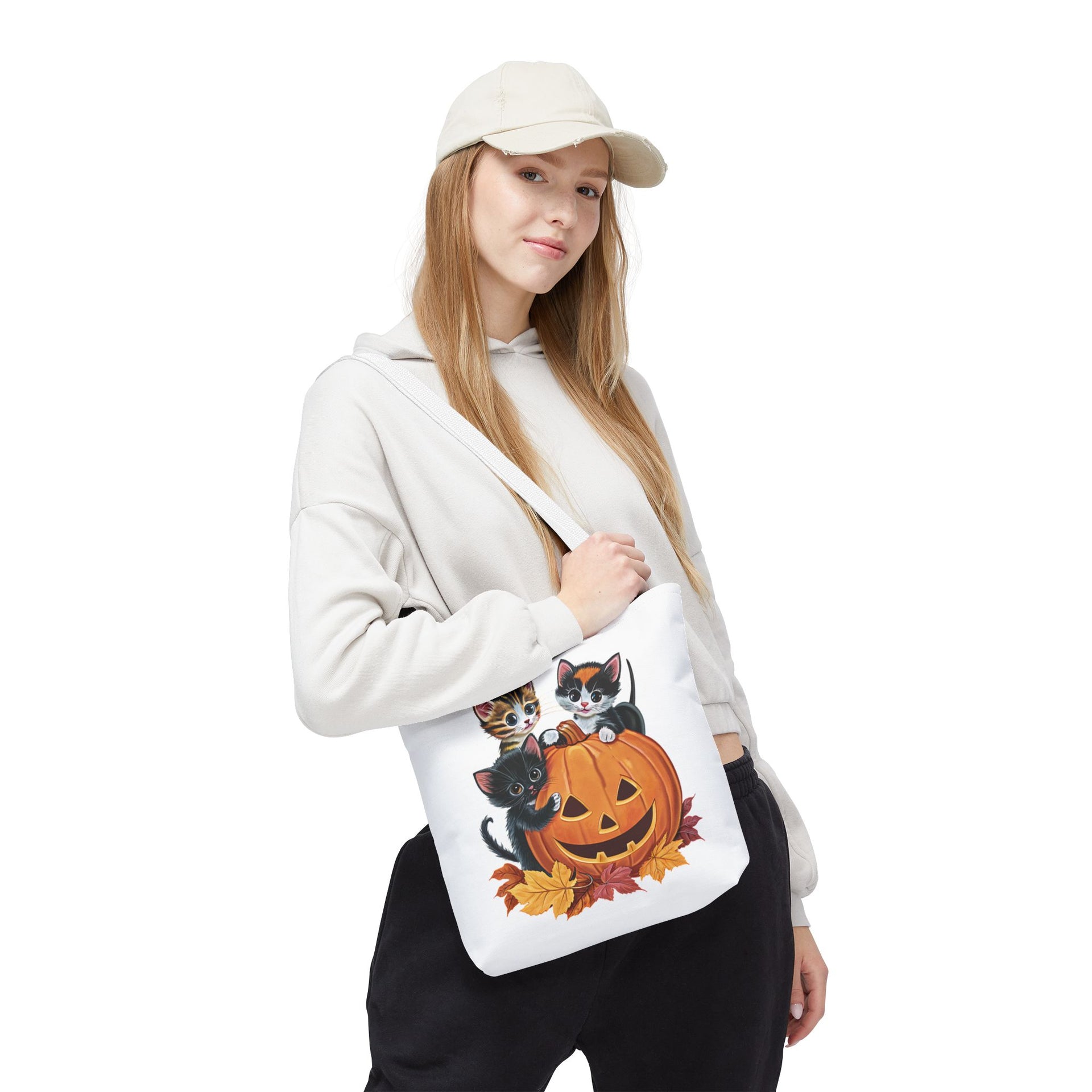 Cute Kittens Halloween Pumpkin Bag, Cute Halloween, Retro Halloween Bag