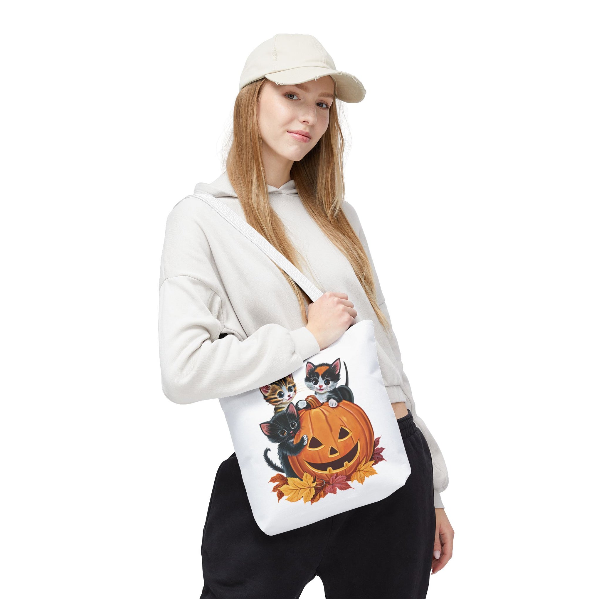Cute Kittens Halloween Pumpkin Bag, Cute Halloween, Retro Halloween Bag