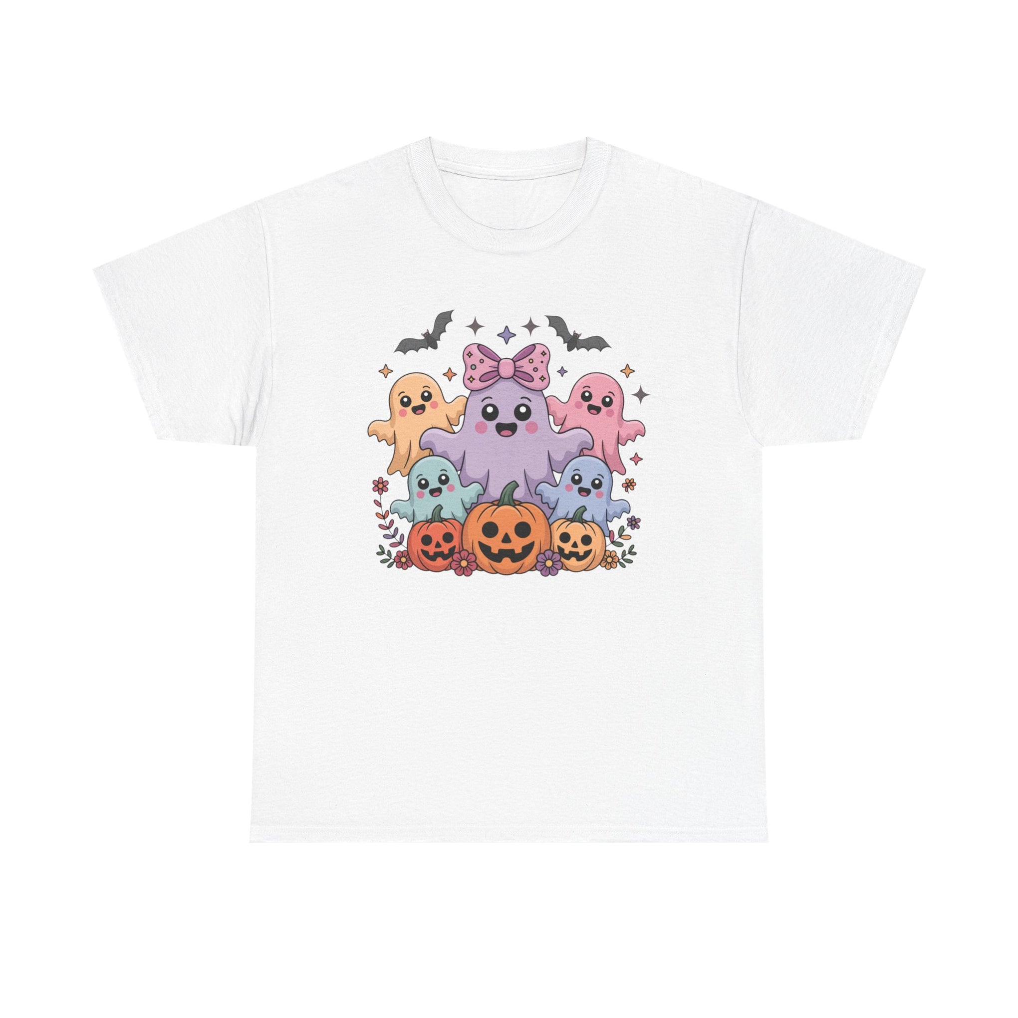 Halloween Tee - Iridescent Coquette Ghost Unisex Heavy Cotton Shirt
