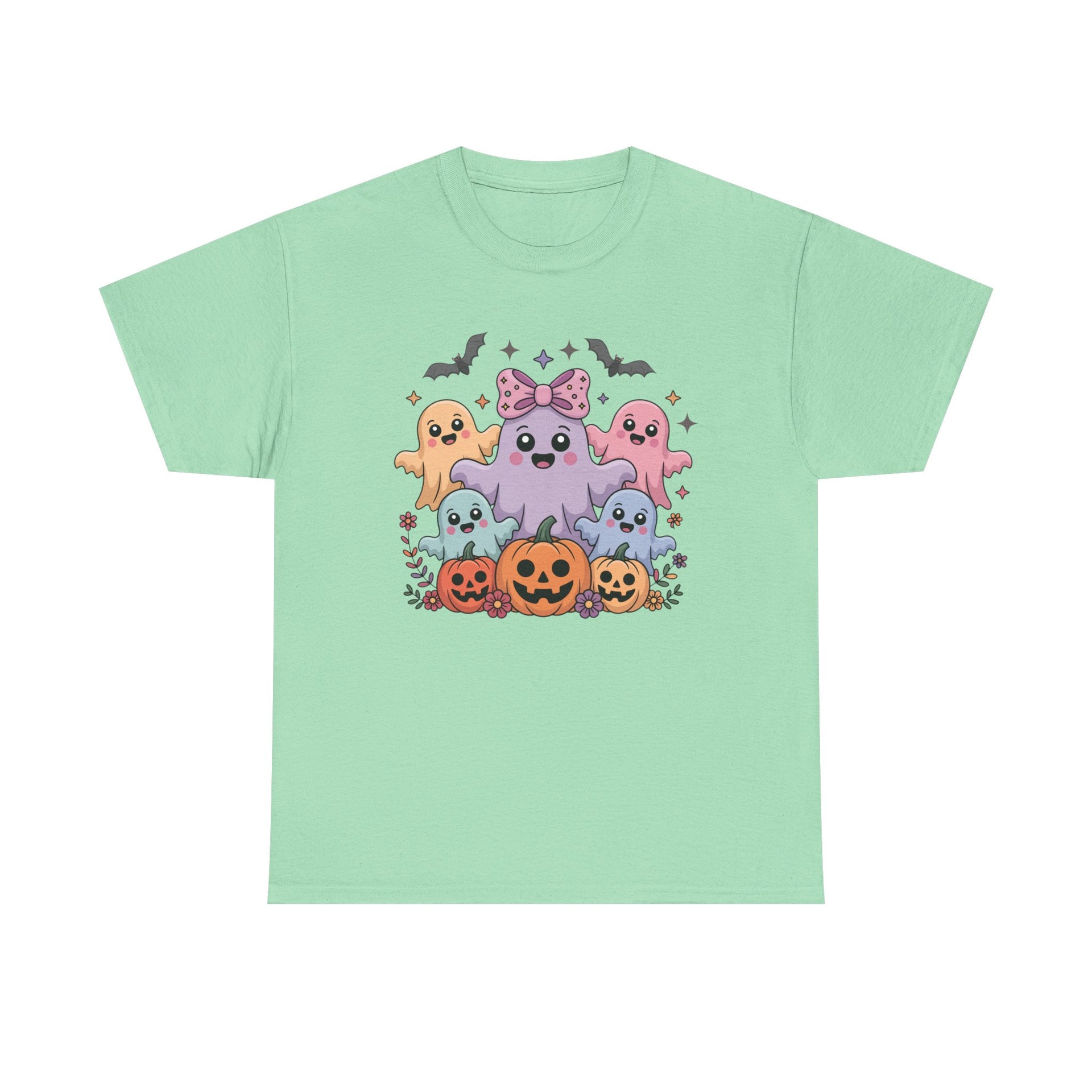 Halloween Tee - Iridescent Coquette Ghost Unisex Heavy Cotton Shirt