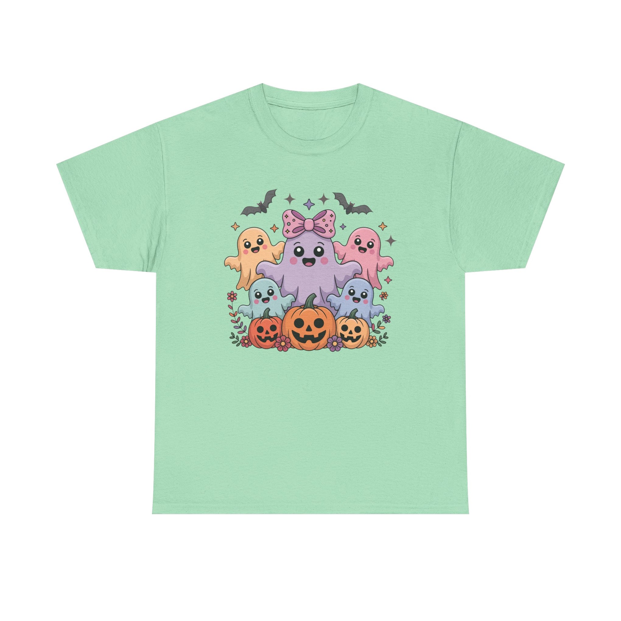 Halloween Tee - Iridescent Coquette Ghost Unisex Heavy Cotton Shirt