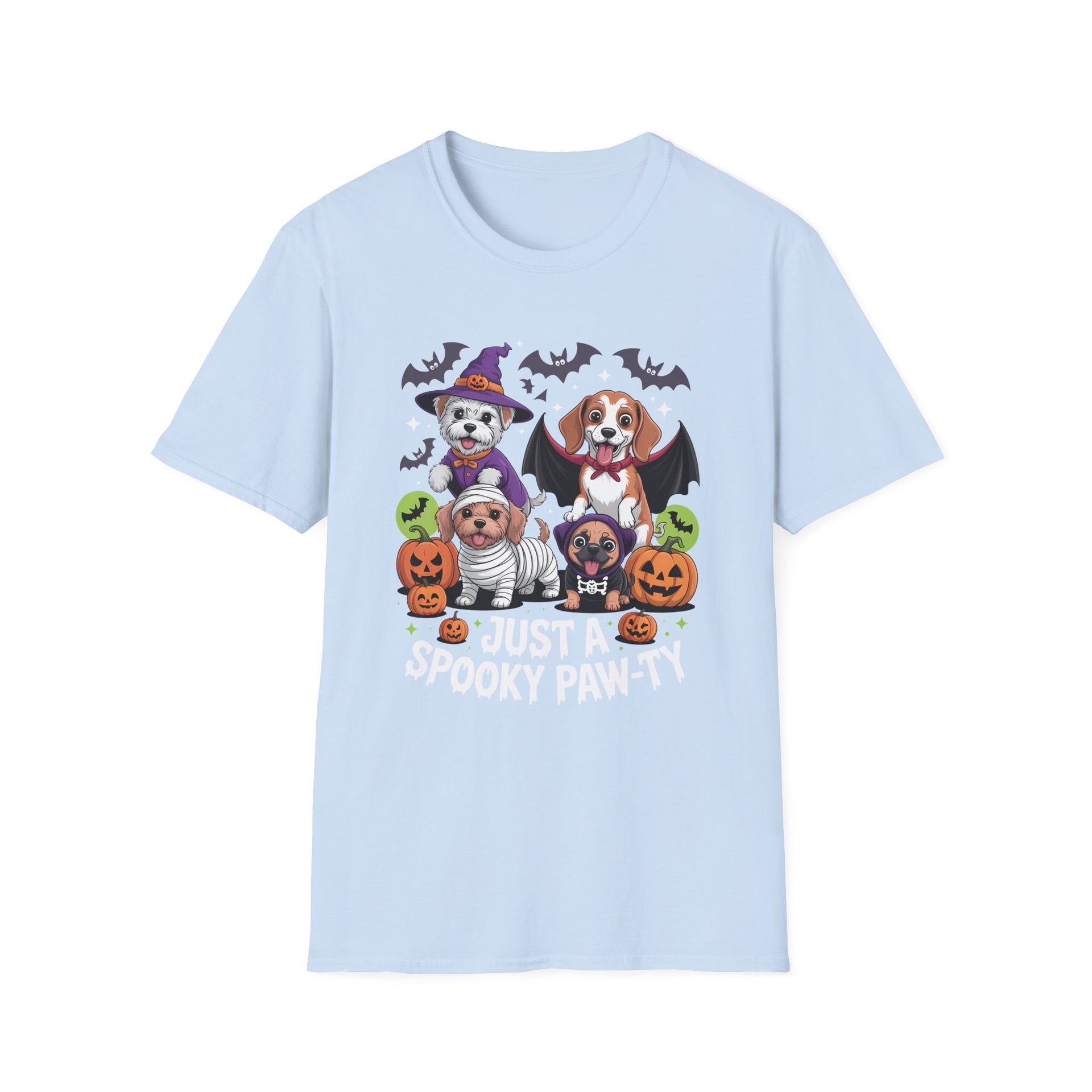 Just a Spooky Paw-ty Halloween Unisex Softstyle T-Shirt, Perfect for Halloween Parties, Casual Wear, Trick or Treat