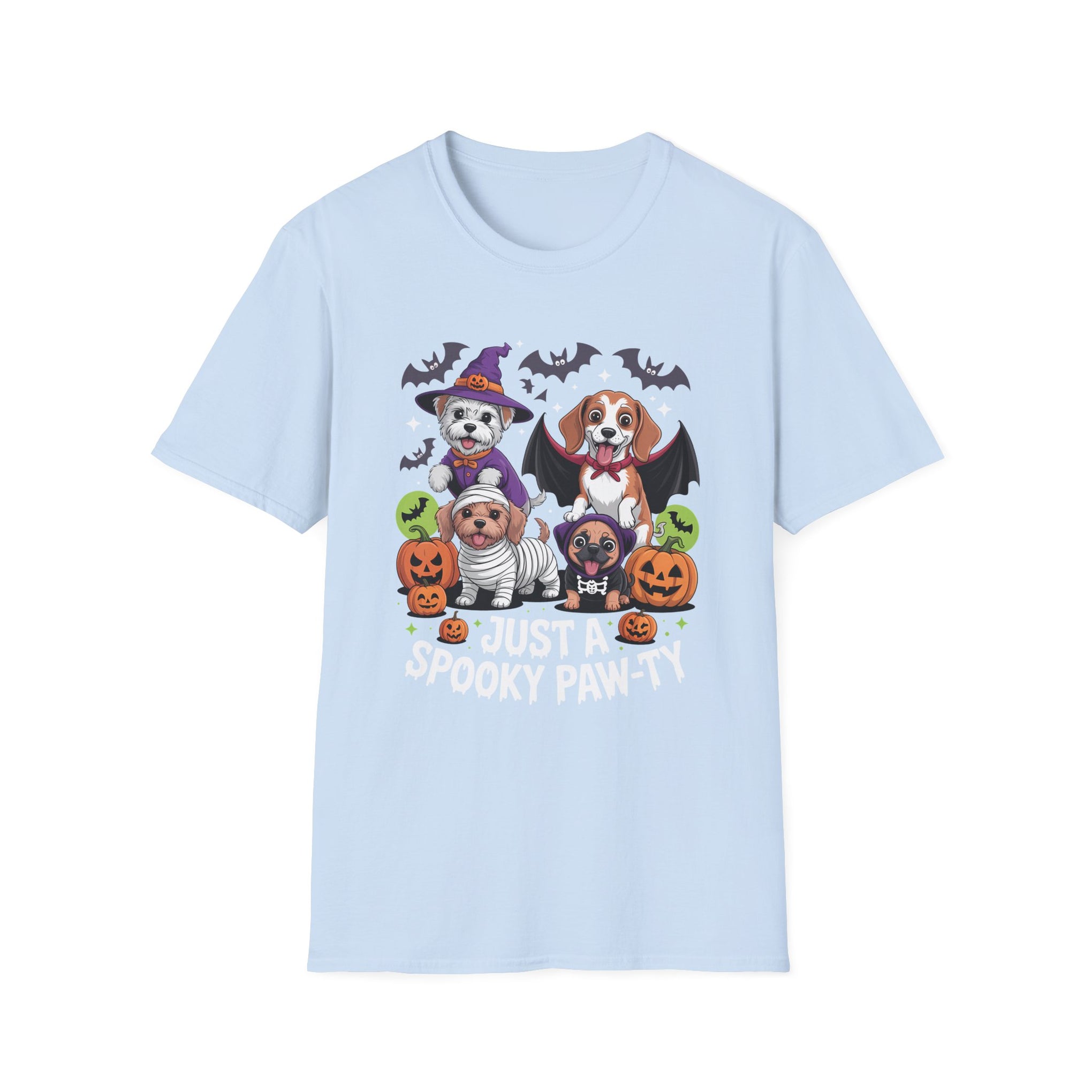 Just a Spooky Paw-ty Halloween Unisex Softstyle T-Shirt, Perfect for Halloween Parties, Casual Wear, Trick or Treat