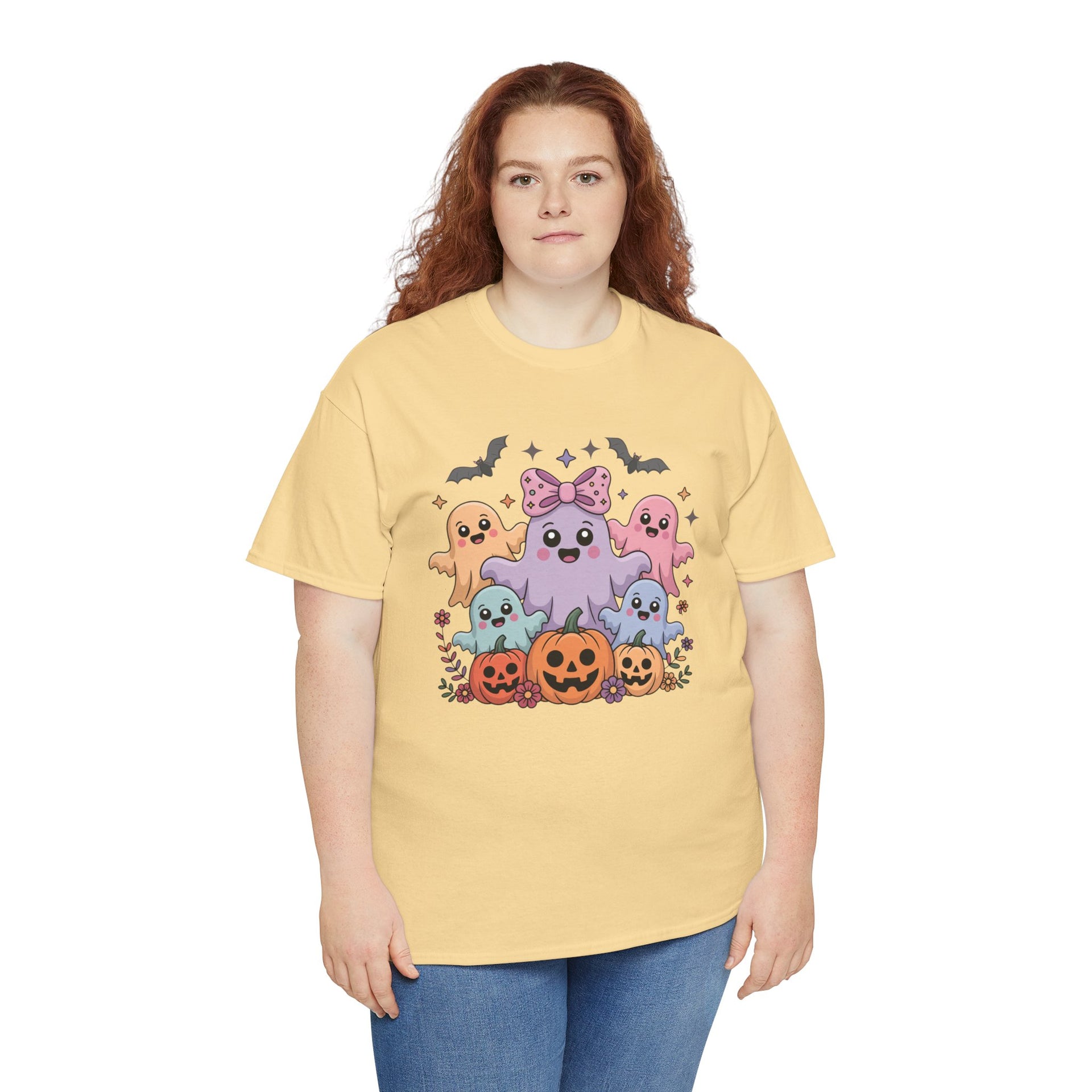 Halloween Tee - Iridescent Coquette Ghost Unisex Heavy Cotton Shirt