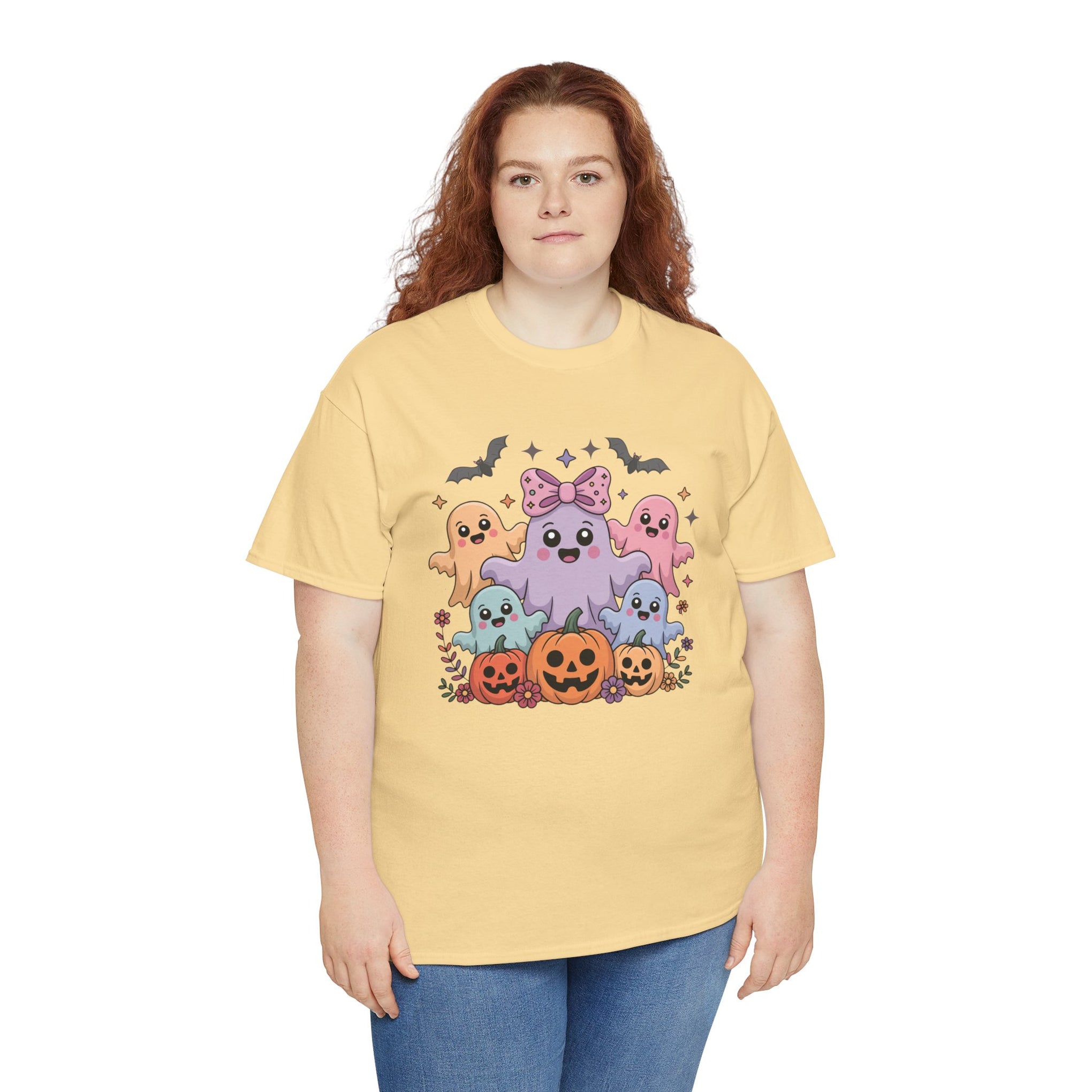 Halloween Tee - Iridescent Coquette Ghost Unisex Heavy Cotton Shirt
