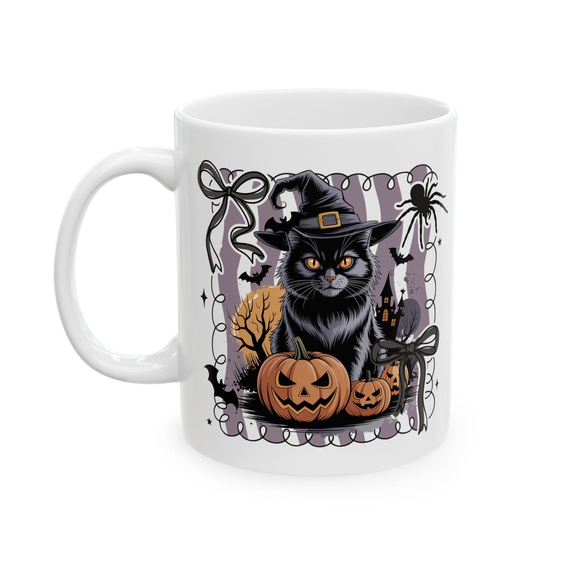 Preppy Black Cat, Retro Halloween Cup