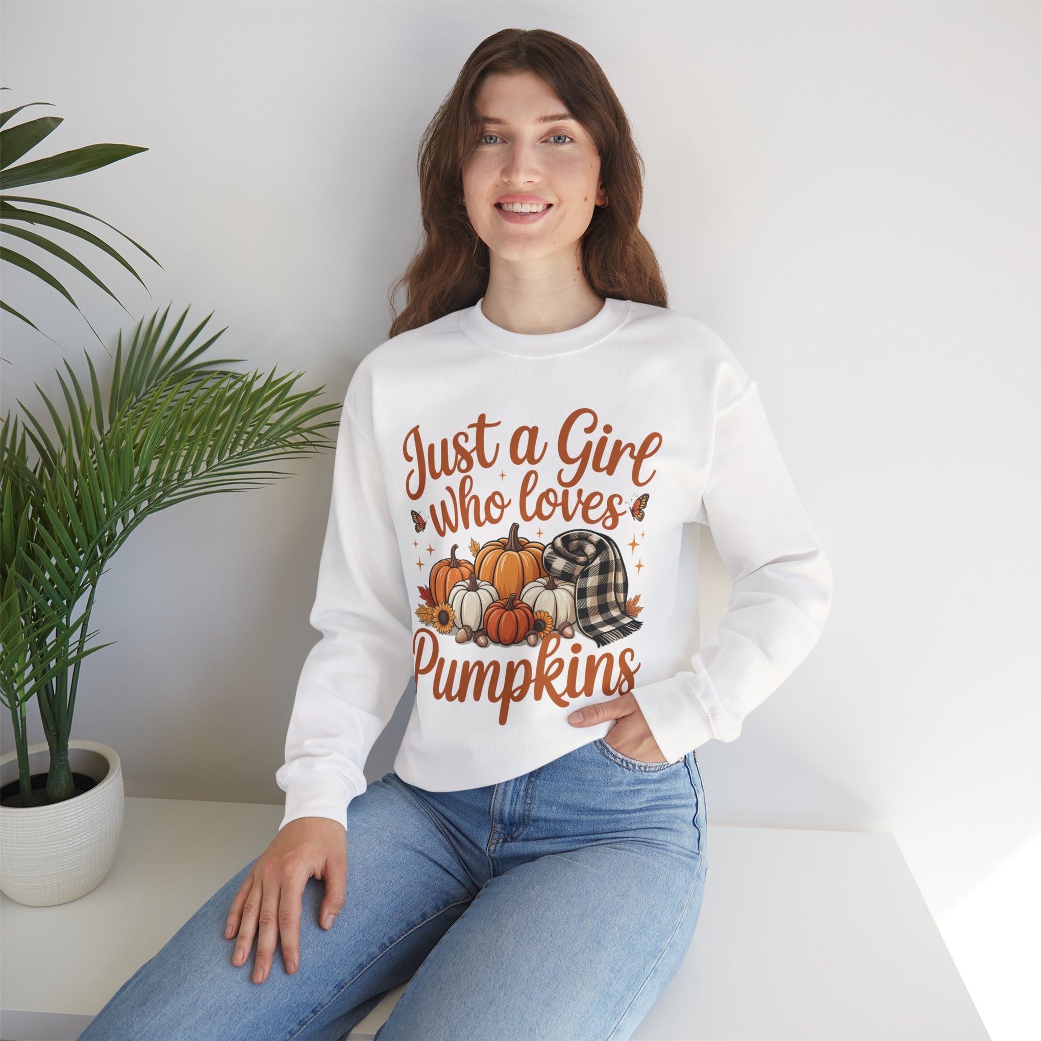 Just a Girl Who Loves Pumpkins, Fall , Cozy Sweatshirt, Halloween Sweatshirt