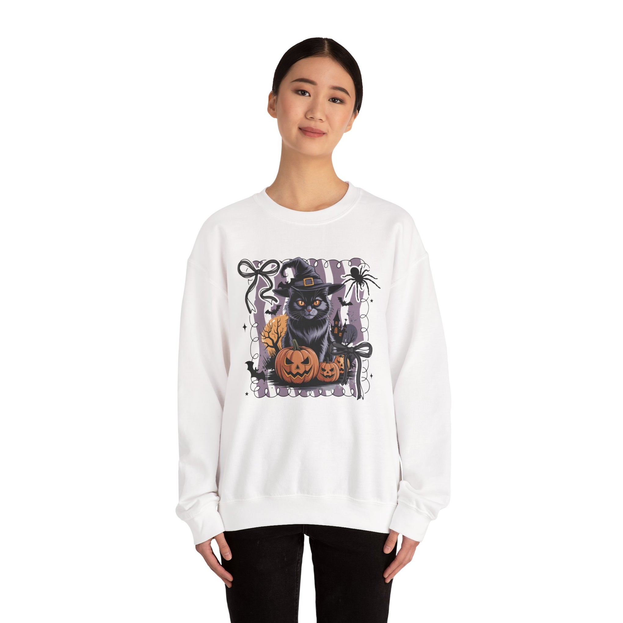 Preppy Black Cat, Retro Halloween Sweatshirt, Halloween Sweatshirt
