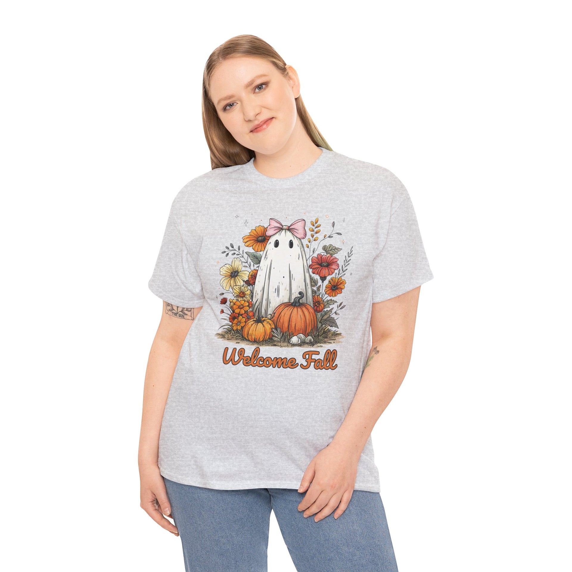 Welcome Fall Ghost, Floral Pumpkin Shirt