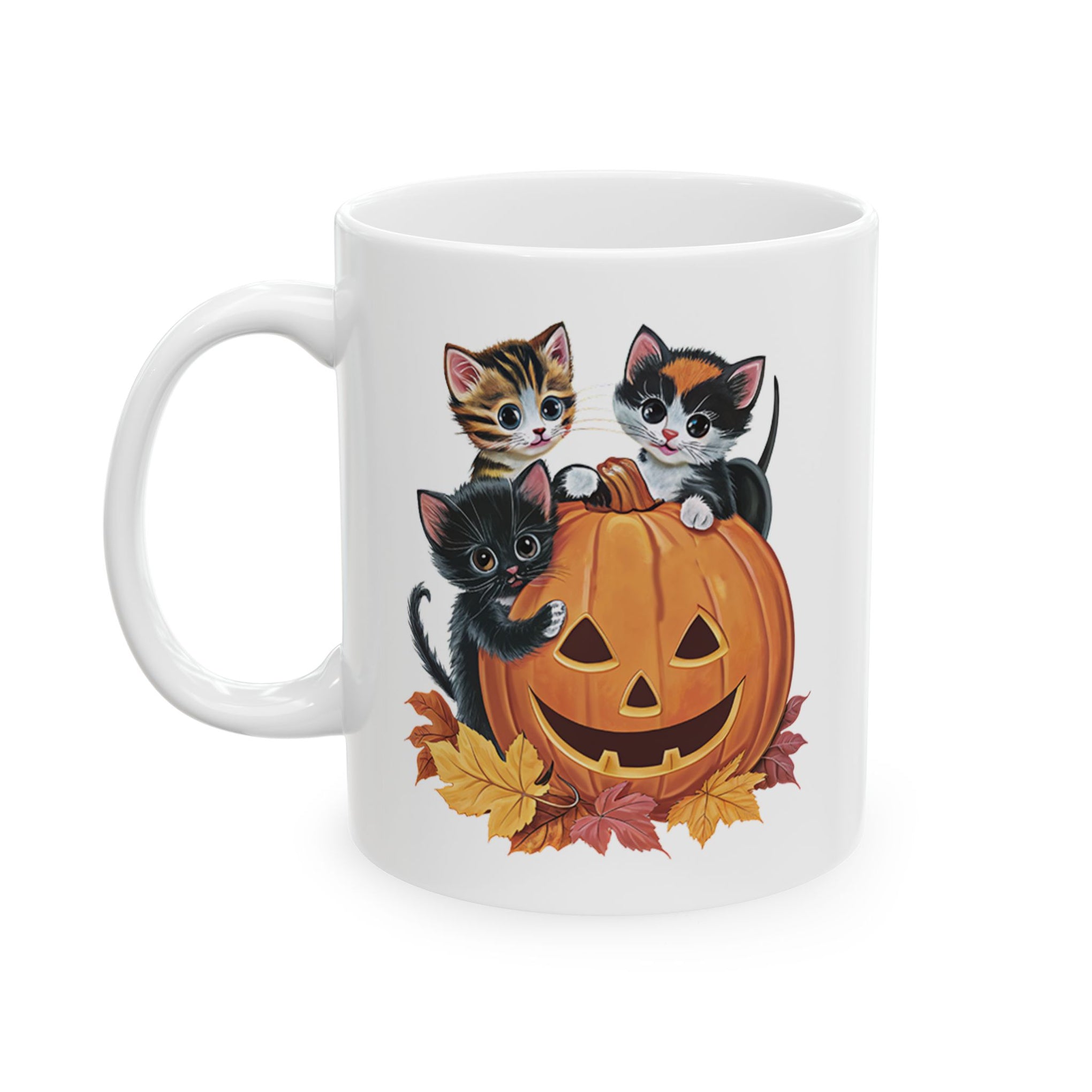 Cute Kittens Halloween Pumpkin Cup, Halloween cup 11oz and 15oz cup