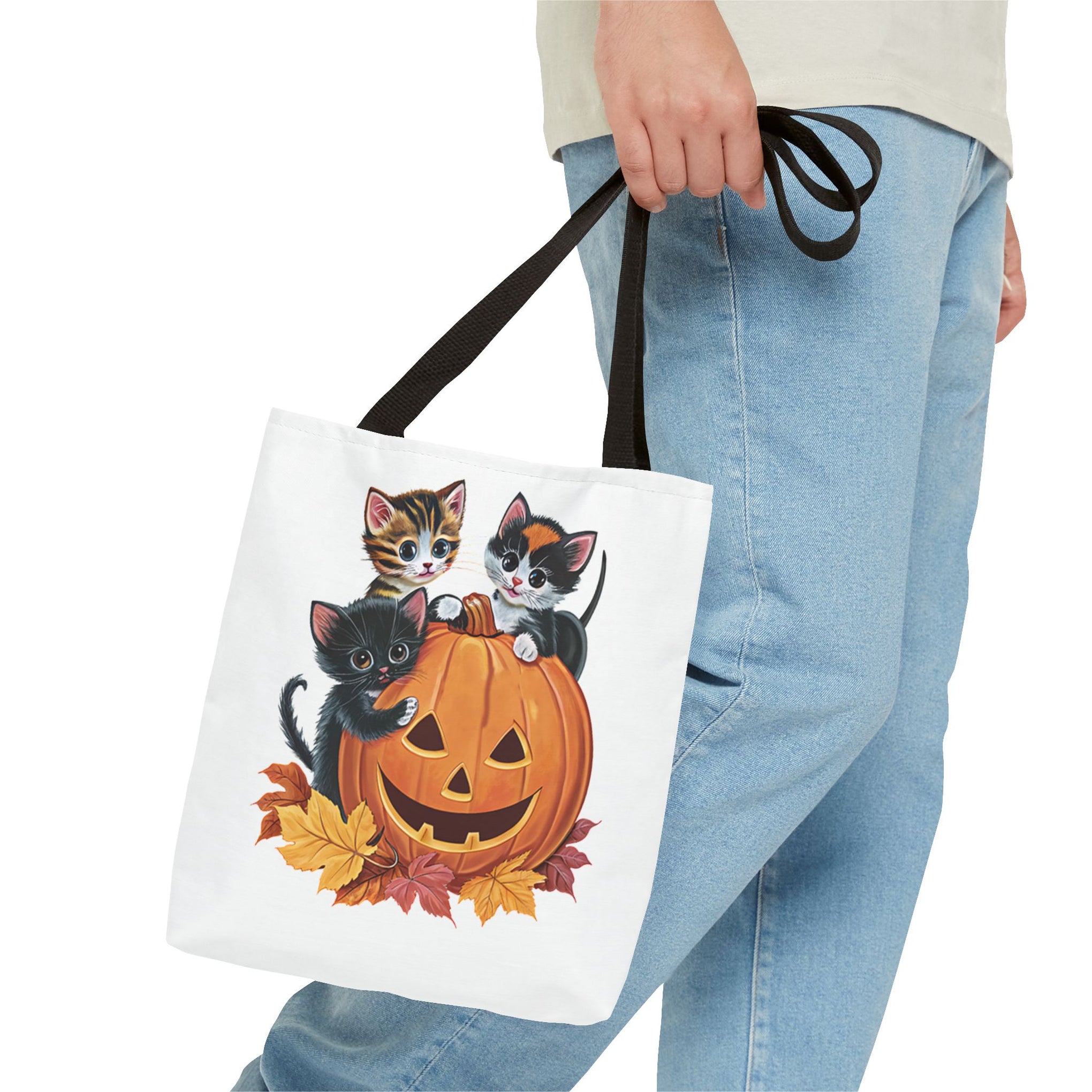 Cute Kittens Halloween Pumpkin Bag, Cute Halloween, Retro Halloween Bag