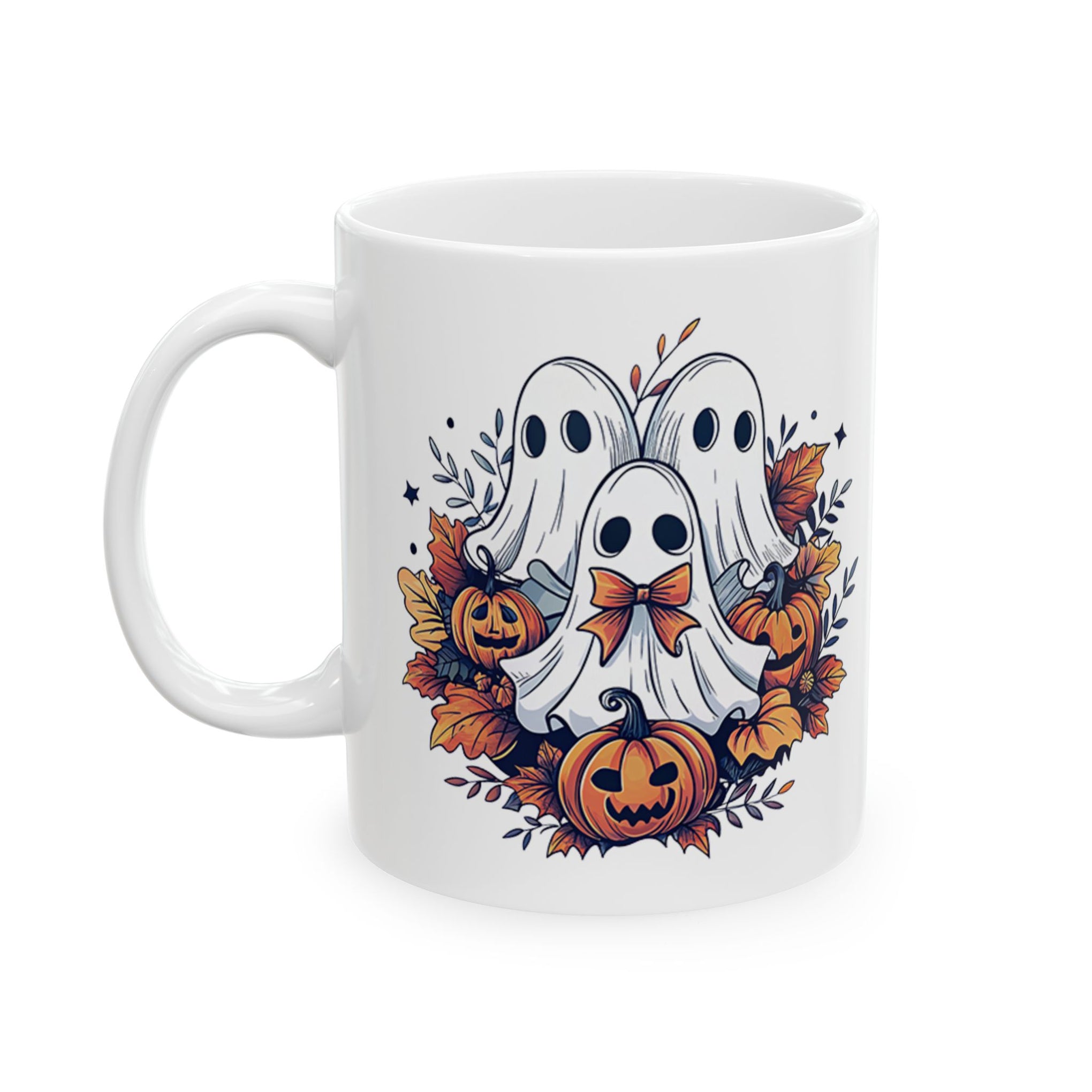 Retro Fall Ghost Ceramic Mug (11oz, 15oz) - Halloween Cup