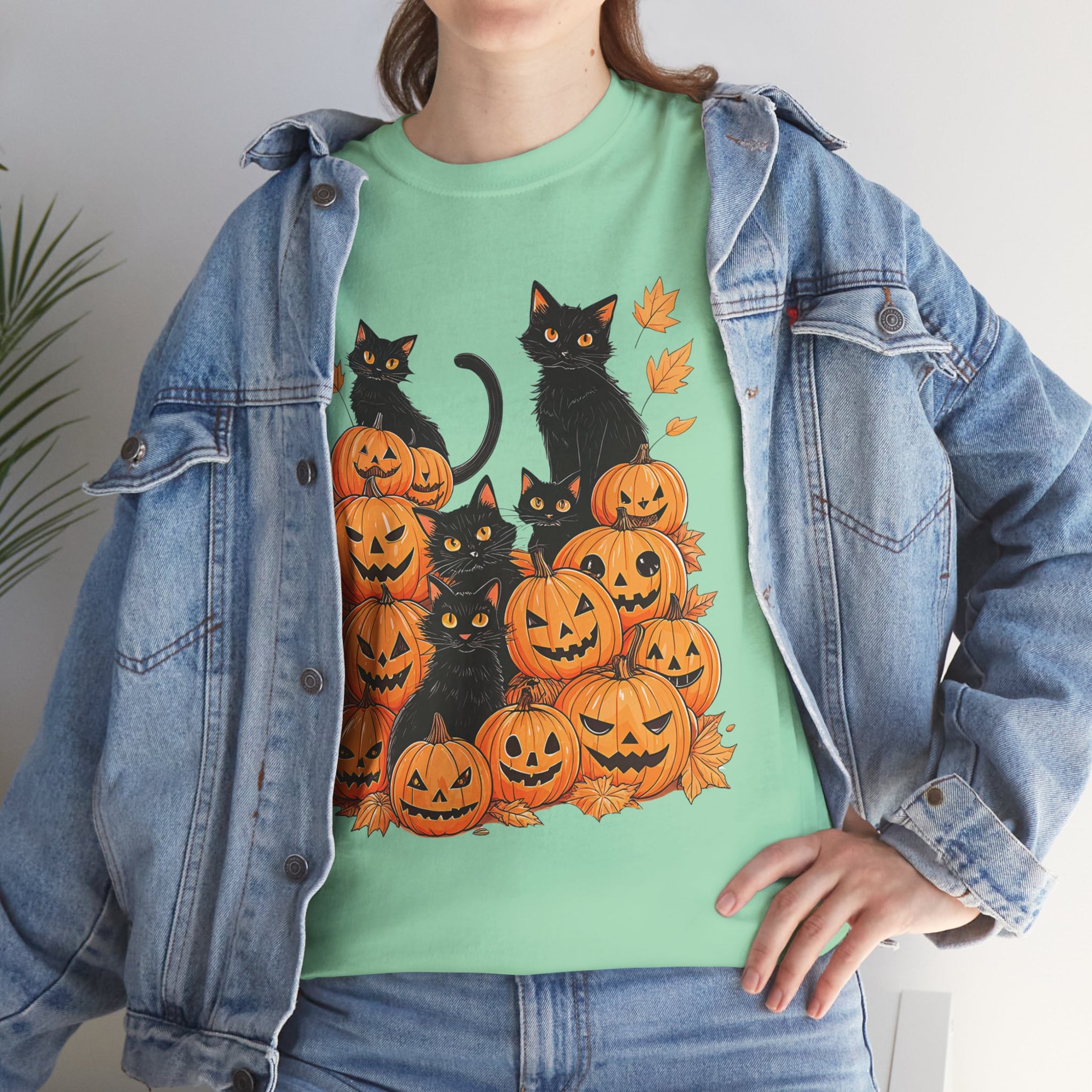 Halloween Black Cat Pumpkin, Halloween Shirt
