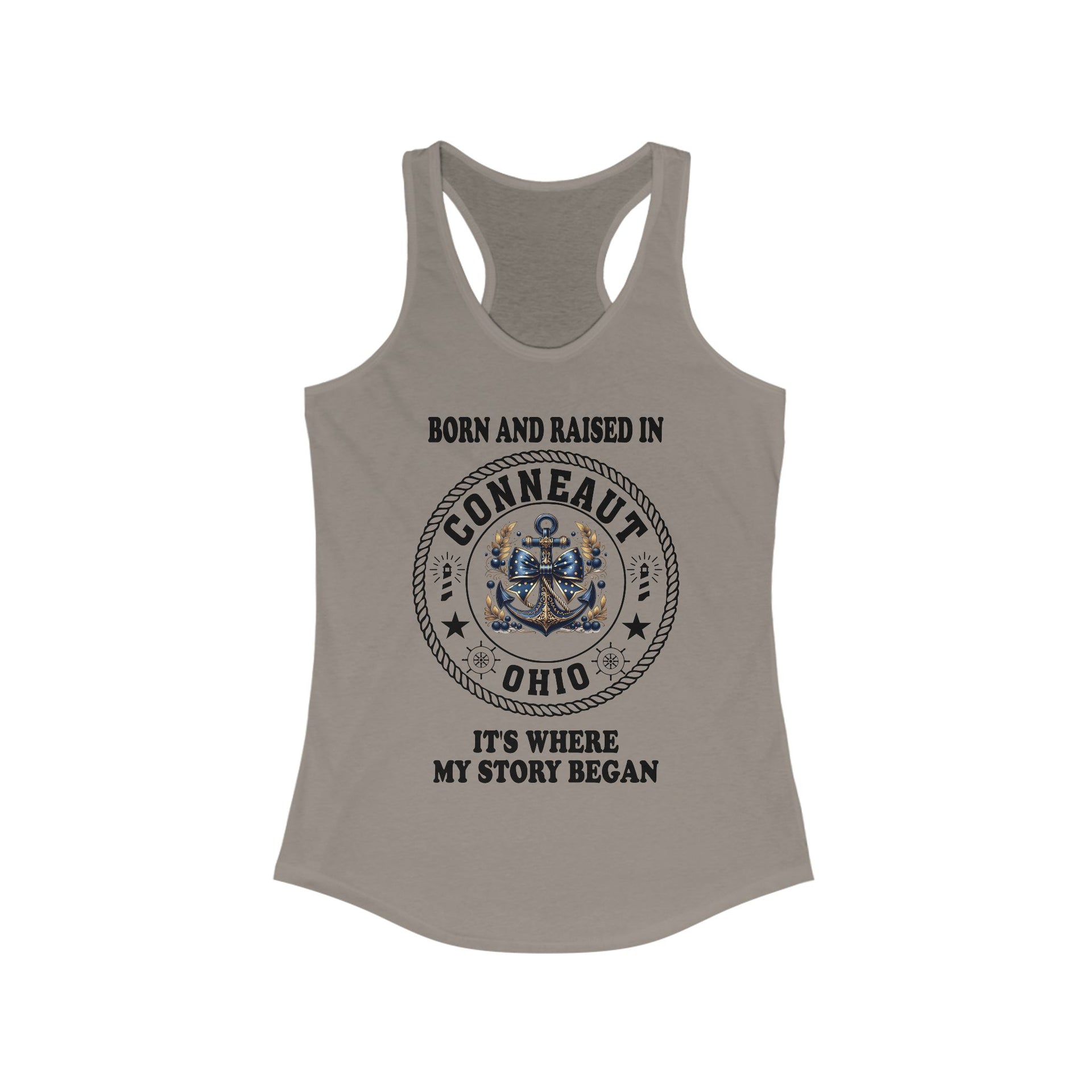Racerback Tank - Born and Raised in Conneaut, Ohio