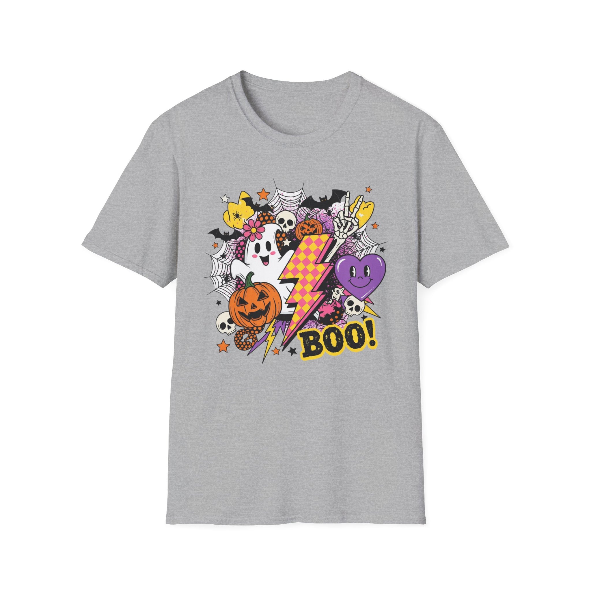 Halloween Boo Unisex Softstyle T-Shirt, Cute Ghost Tee, Spooky Vibes, Perfect for Halloween Parties, Casual Wear, Trick or Treat