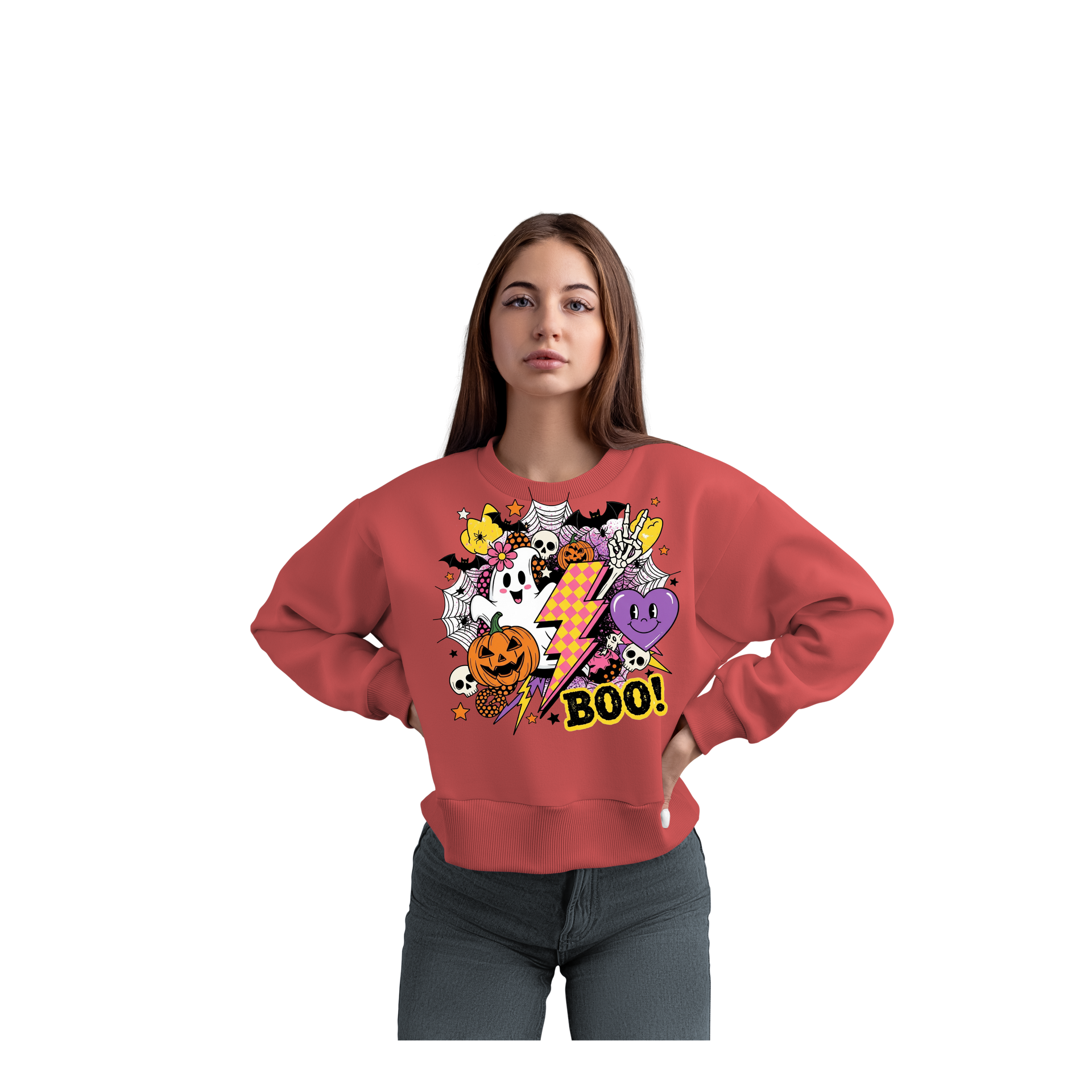 Halloween Boo Unisex Sweatshirt, Perfect for Halloween Parties, Casual Wear, Trick or Treat Cute Sweatshirt, Funny Unisex Crewneck, Gift for Homeowners, Holiday Sweatshirt, Cozy Casual Wear