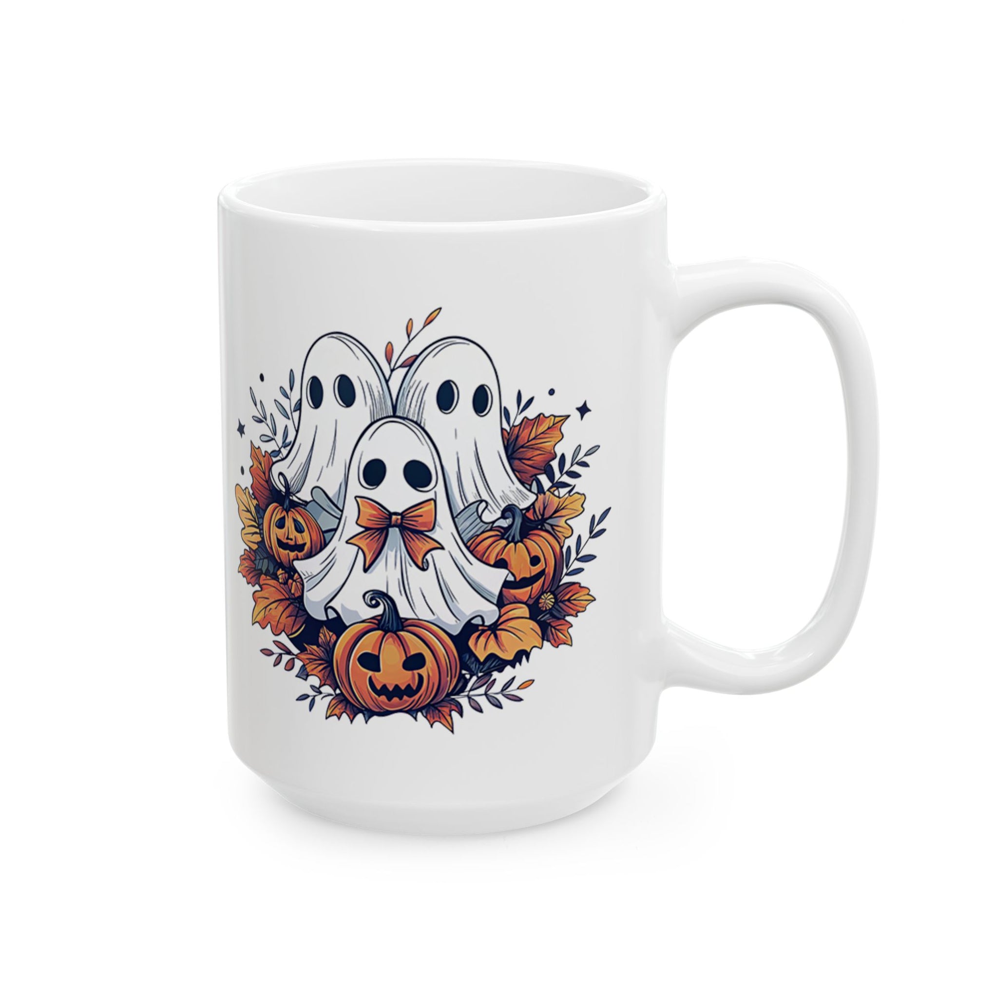 Retro Fall Ghost Ceramic Mug (11oz, 15oz) - Halloween Cup