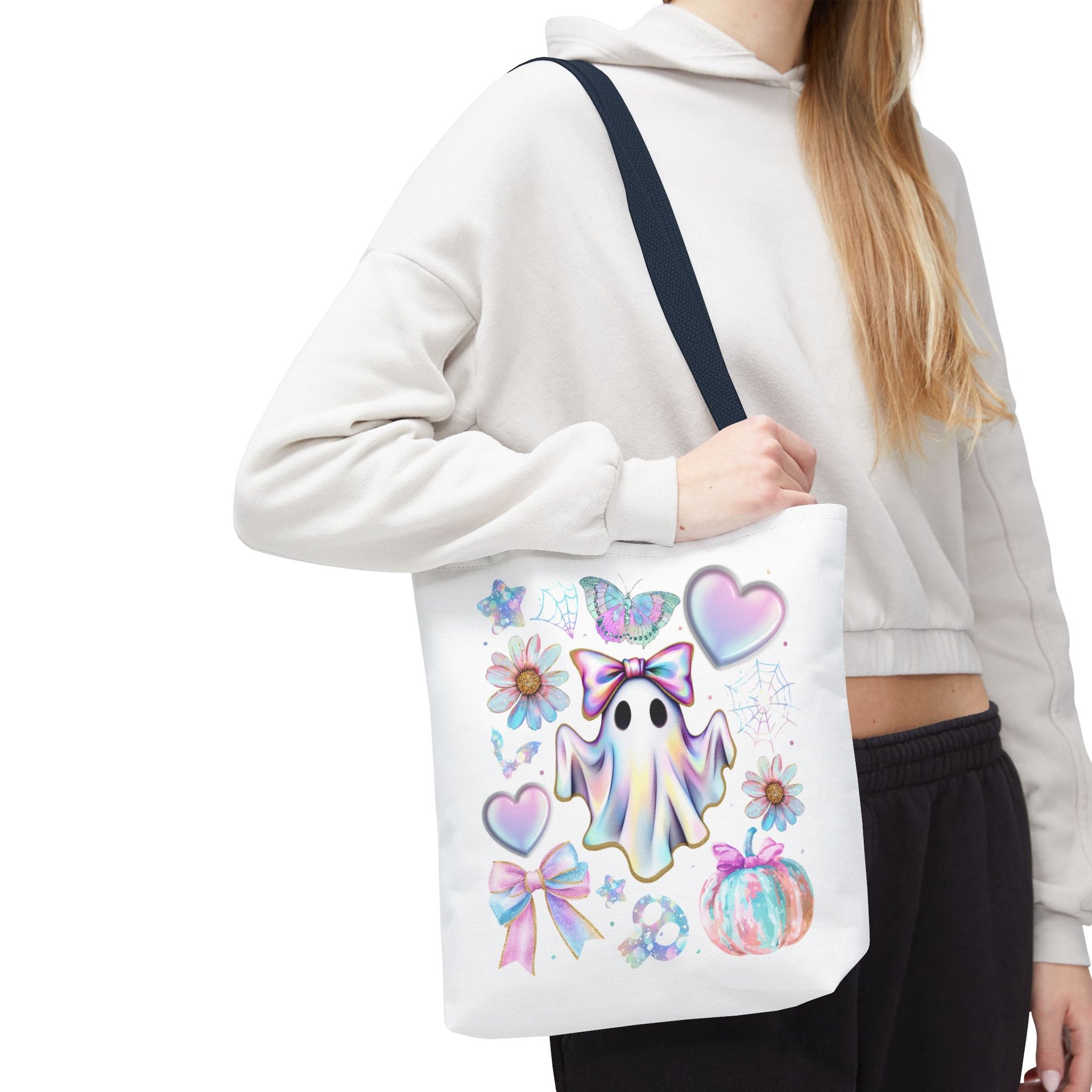 Girly Halloween Ghost, Floral Ghost Bag
