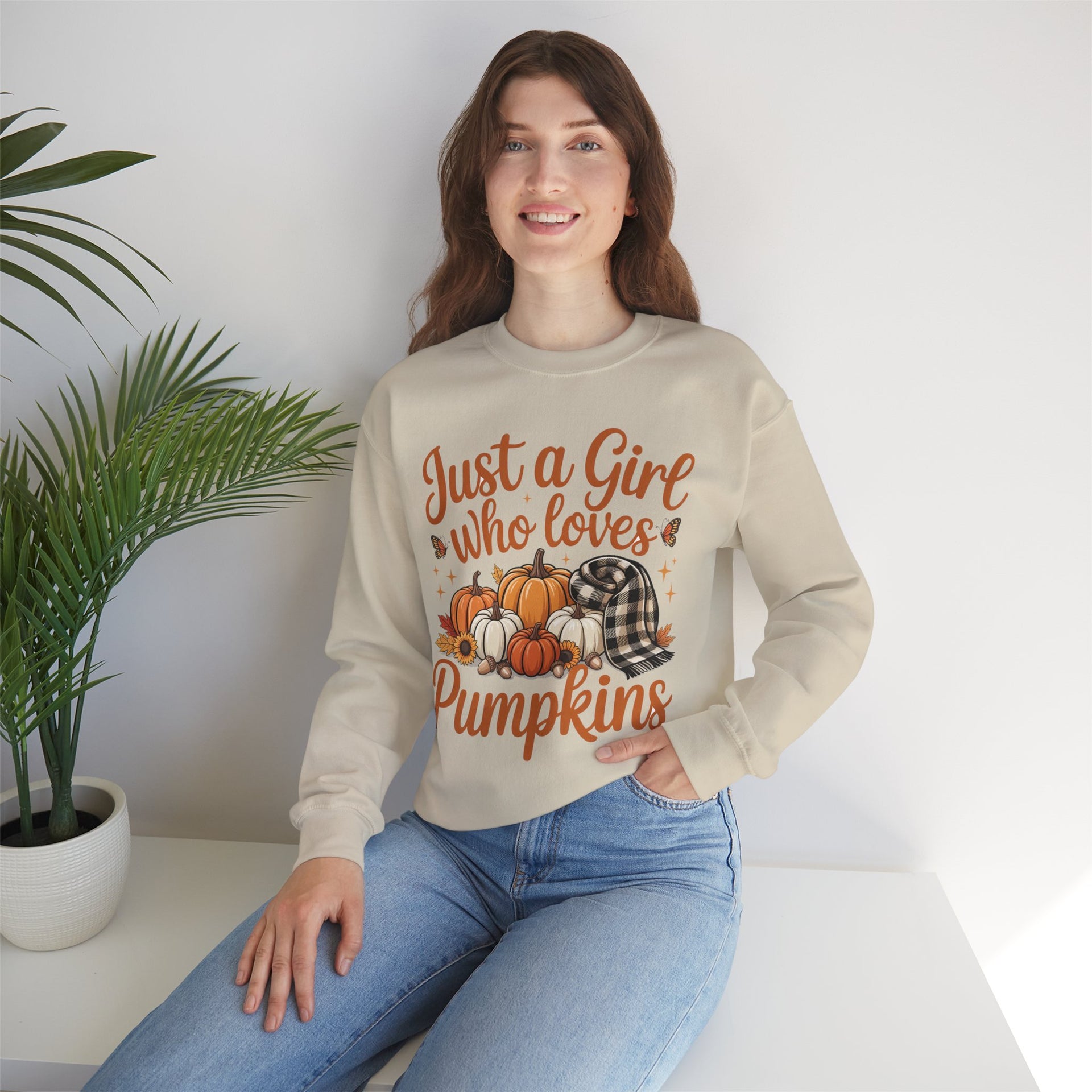 Just a Girl Who Loves Pumpkins, Fall , Cozy Sweatshirt, Halloween Sweatshirt