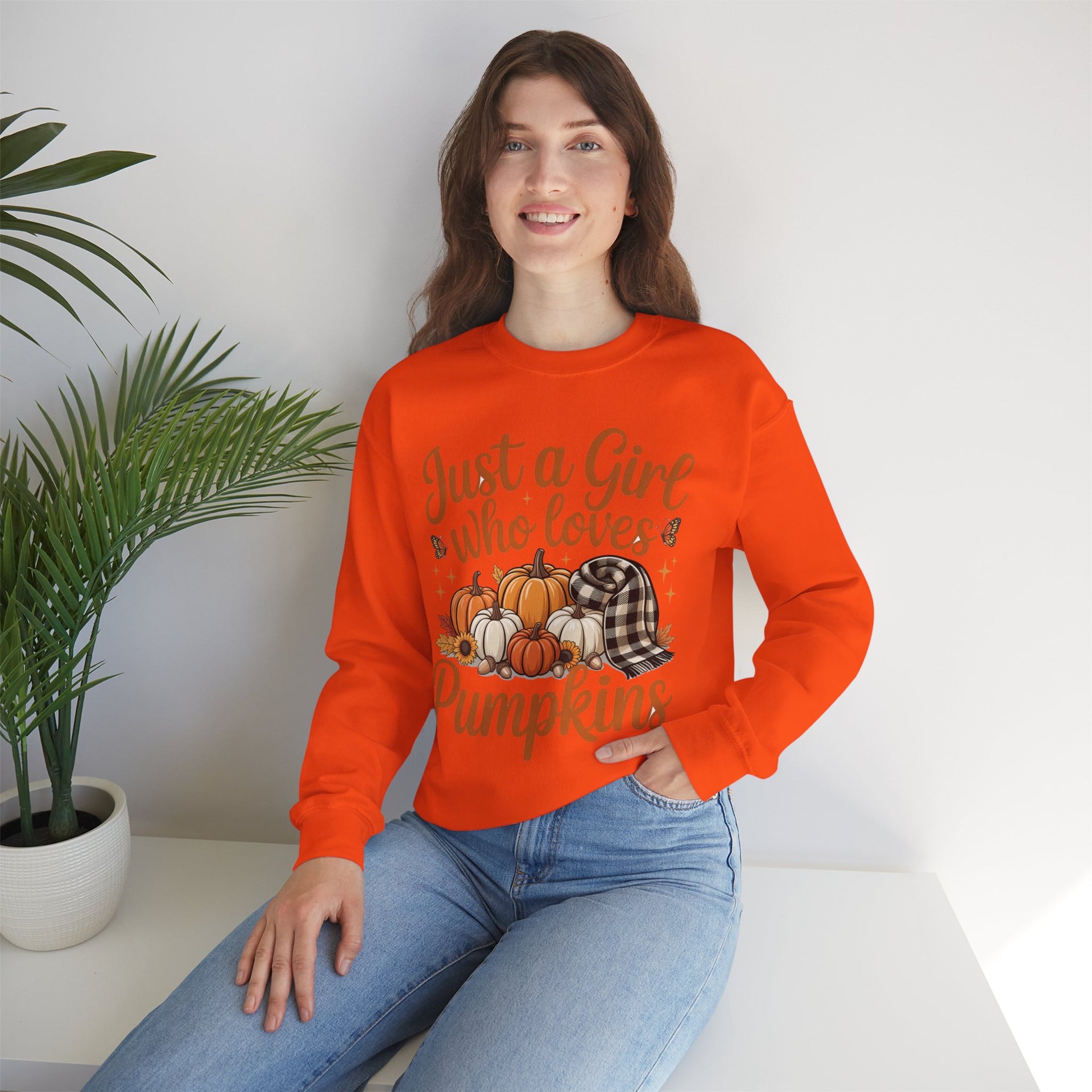 Just a Girl Who Loves Pumpkins, Fall , Cozy Sweatshirt, Halloween Sweatshirt