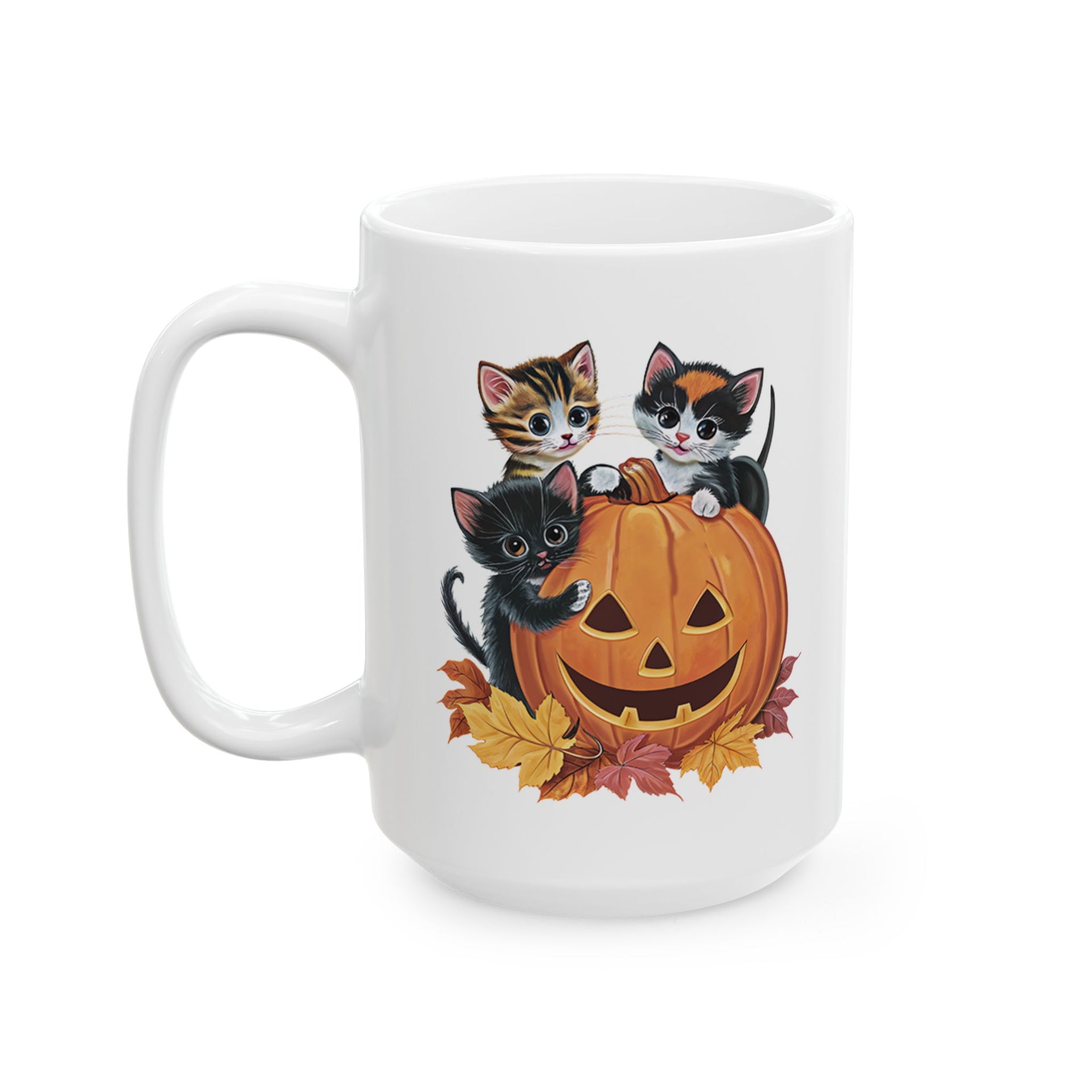 Cute Kittens Halloween Pumpkin Cup, Halloween cup 11oz and 15oz cup