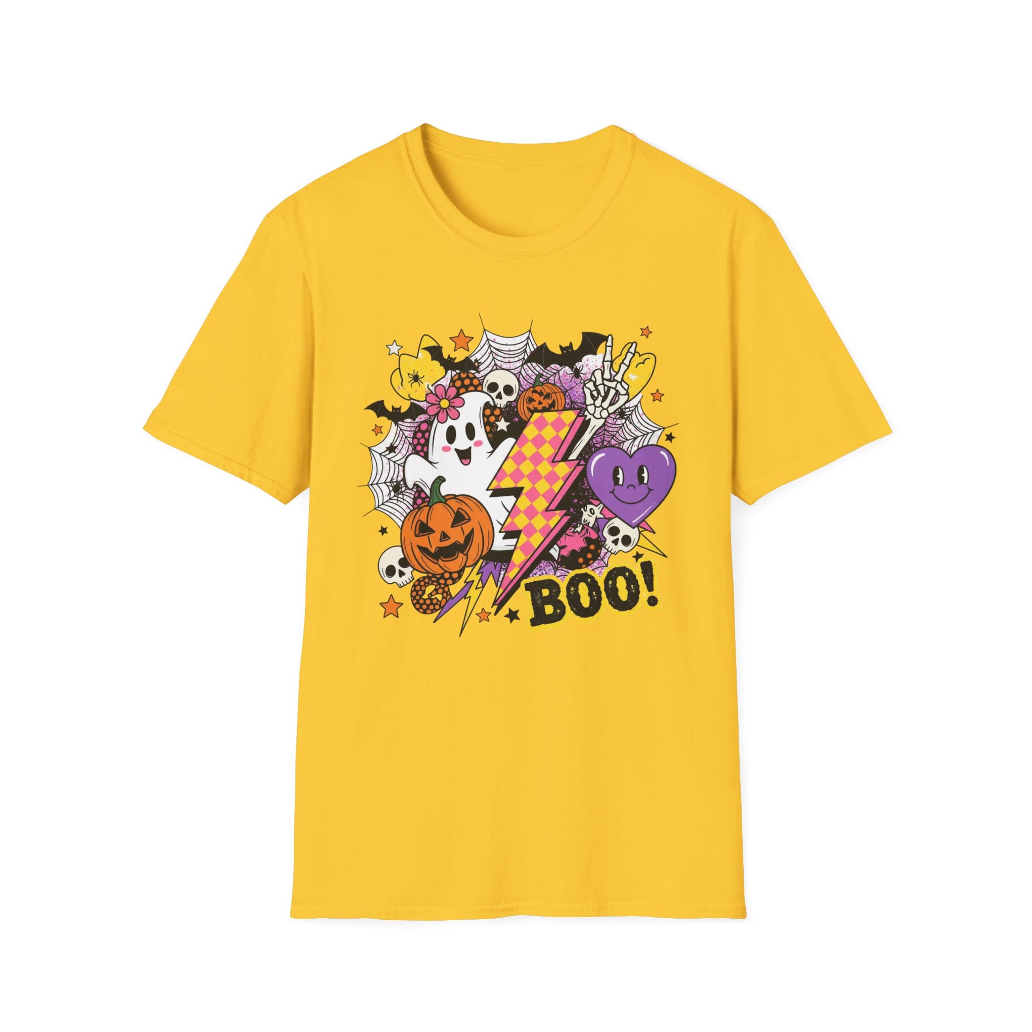 Halloween Boo Unisex Softstyle T-Shirt, Cute Ghost Tee, Spooky Vibes, Perfect for Halloween Parties, Casual Wear, Trick or Treat