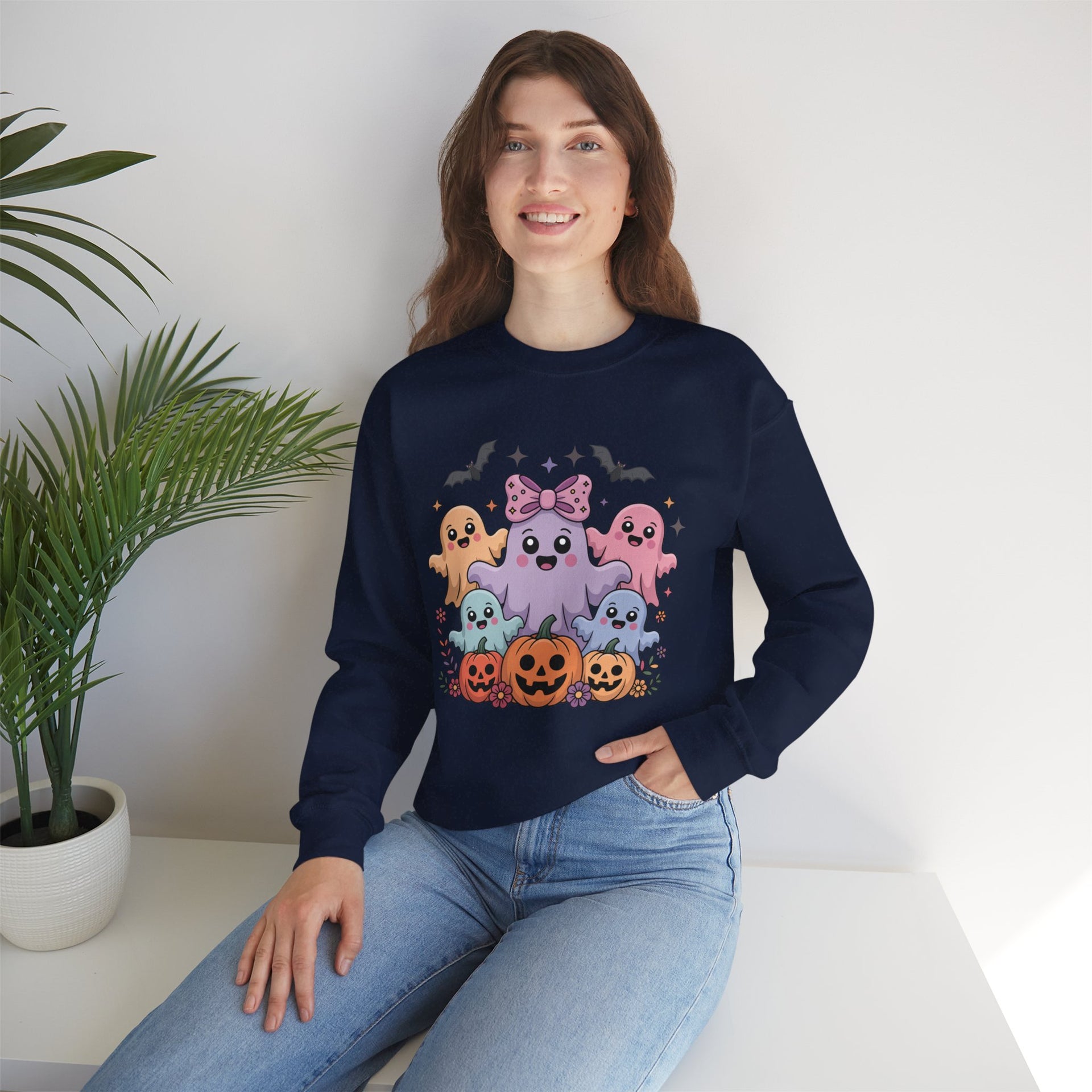 Iridescent Coquette Ghost Halloween Sweatshirt
