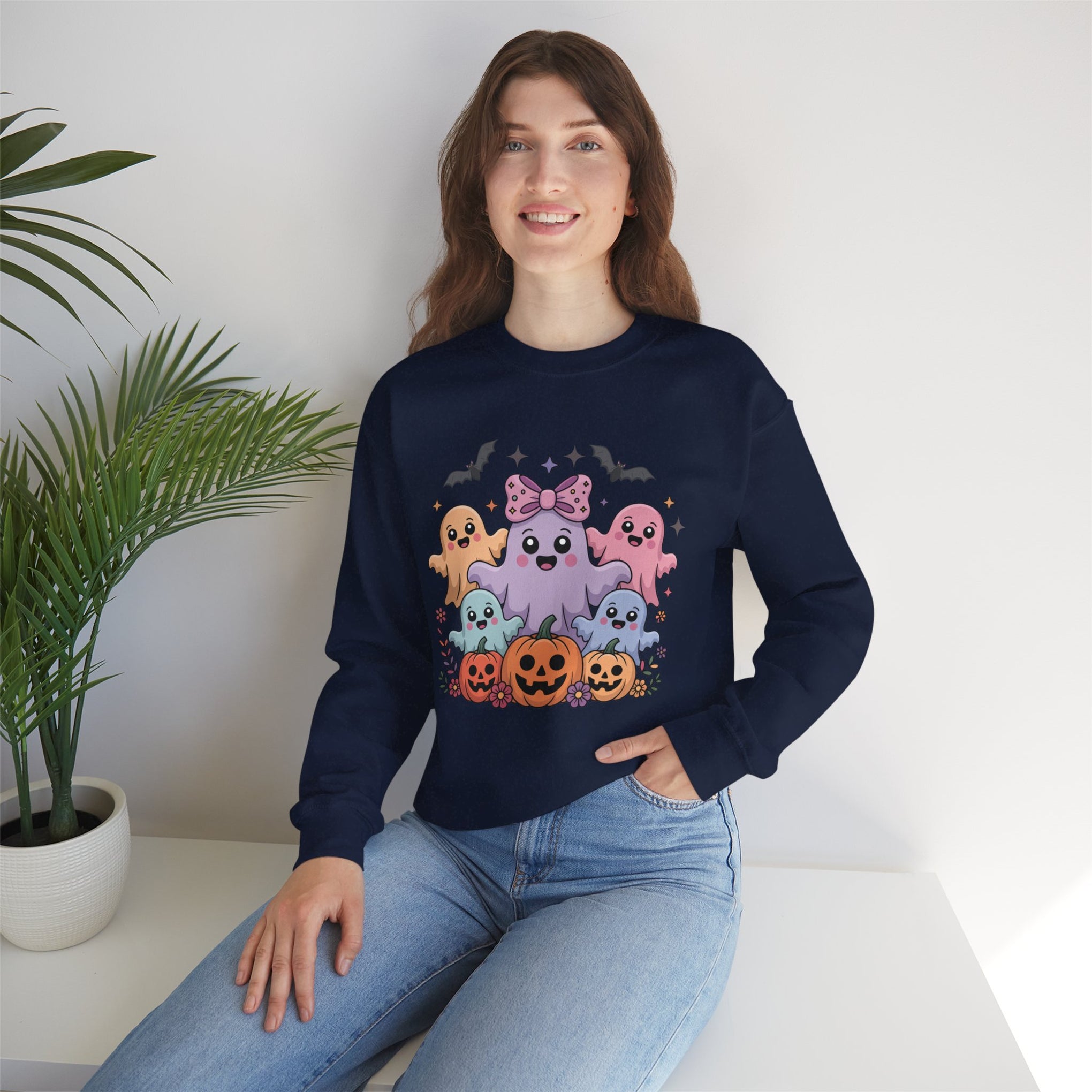 Iridescent Coquette Ghost Halloween Sweatshirt