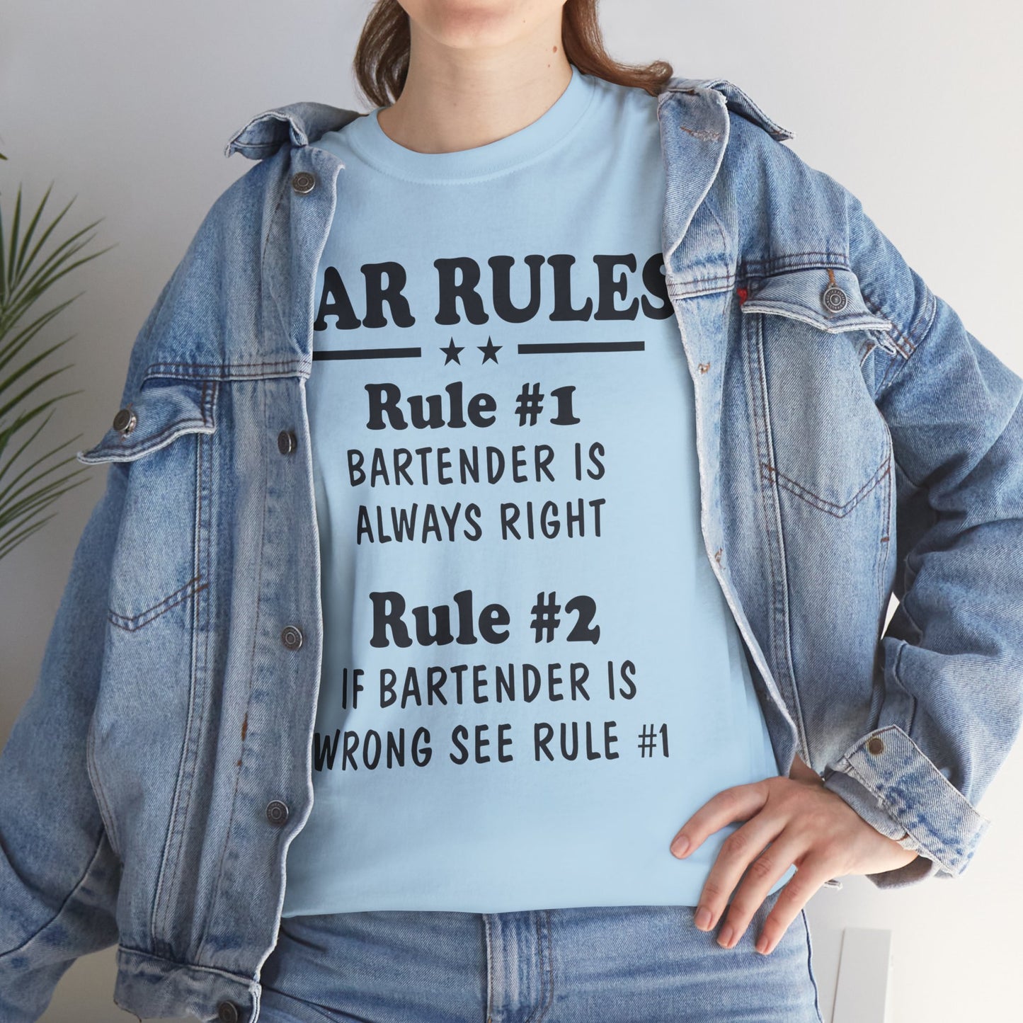Bar Rules, Rule 1 Bartender is always right Rule 2 If Bartender is wrong see rule one, funny shirt, Tee Shirt, Unisex Cotton Shirt, Cozy Family Tee